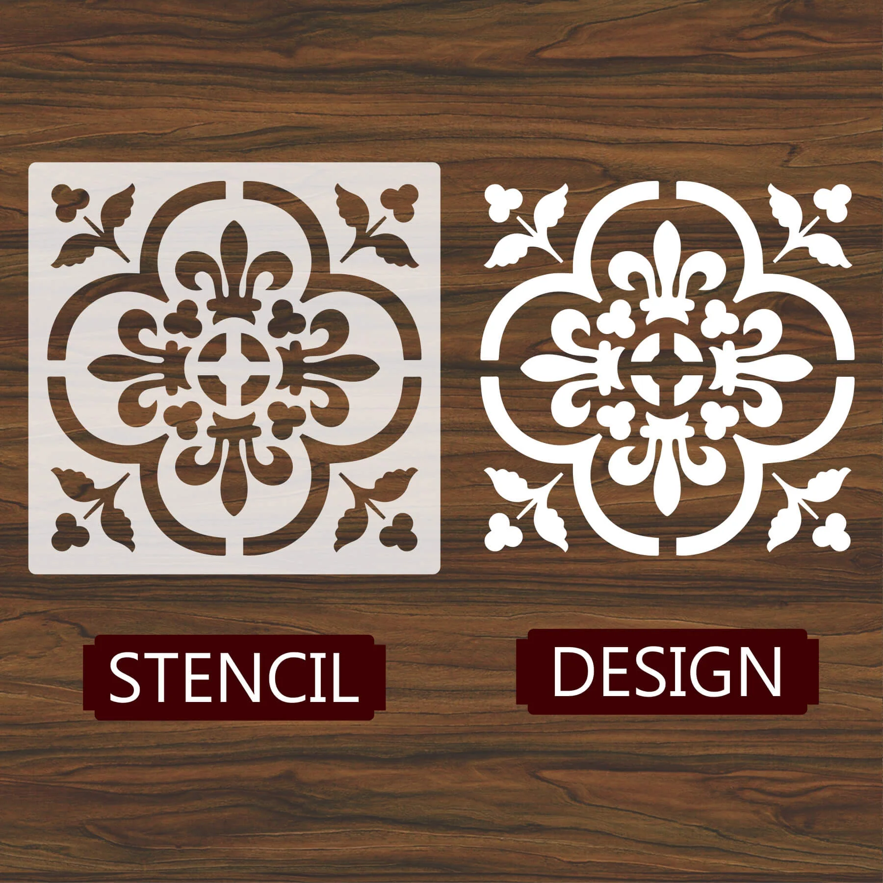 Damask Motif Reusable Stencil For Canvas And Wall Painting.ID#235 - Image 4