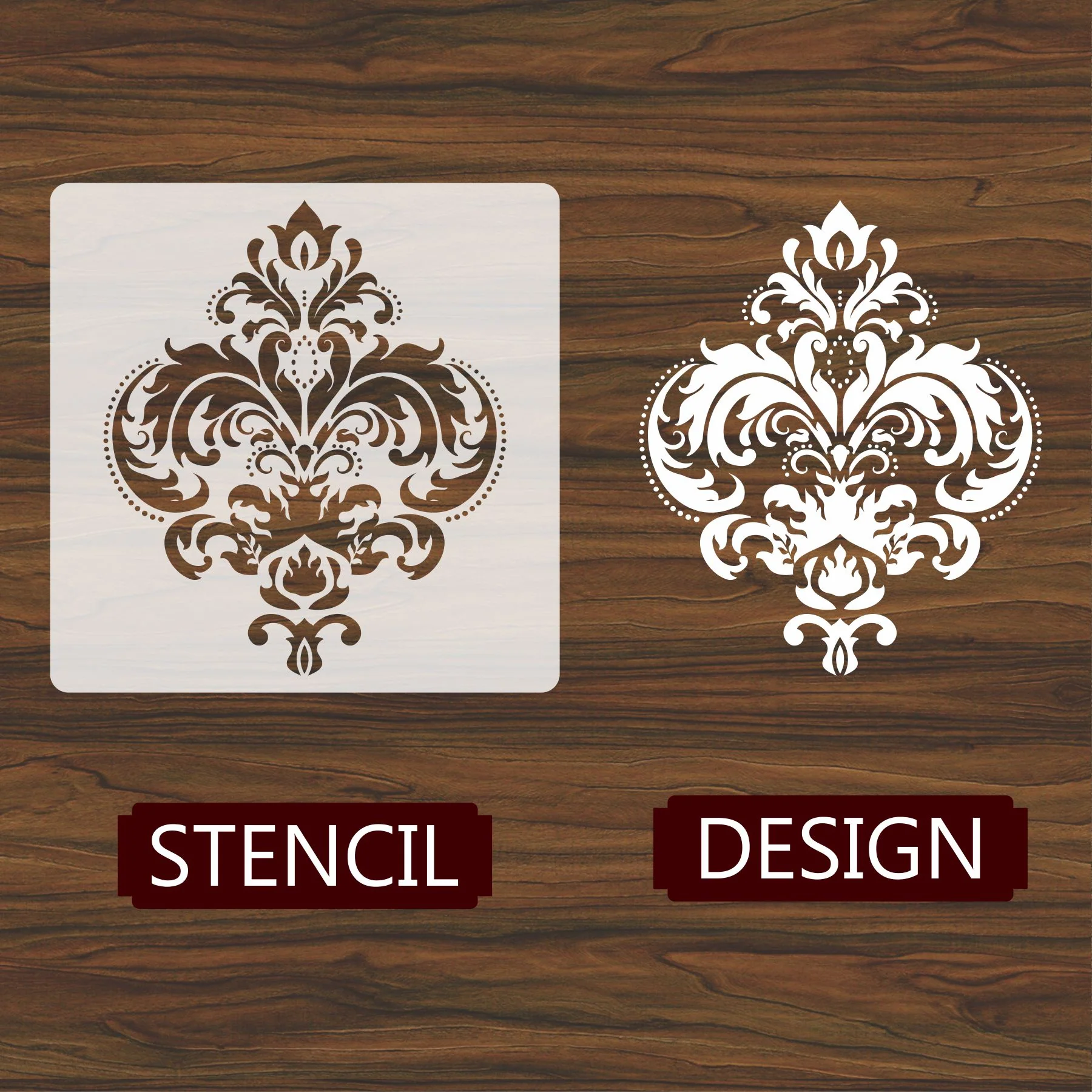 Modern Damask Motif Reusable Stencil for Canvas and wall painting.ID#466 - Image 4