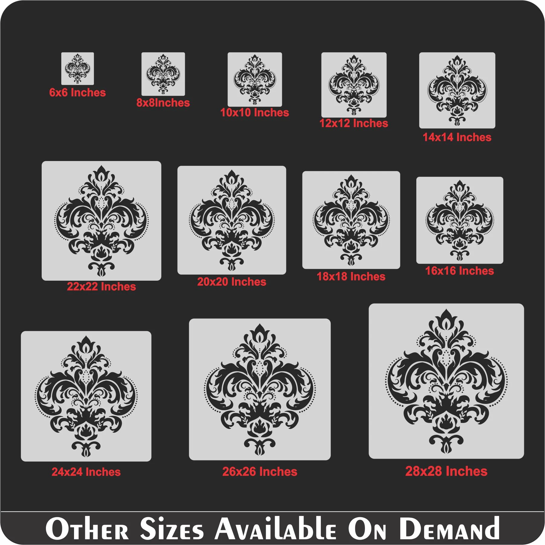 Modern Damask Motif Reusable Stencil for Canvas and wall painting.ID#466 - Image 9
