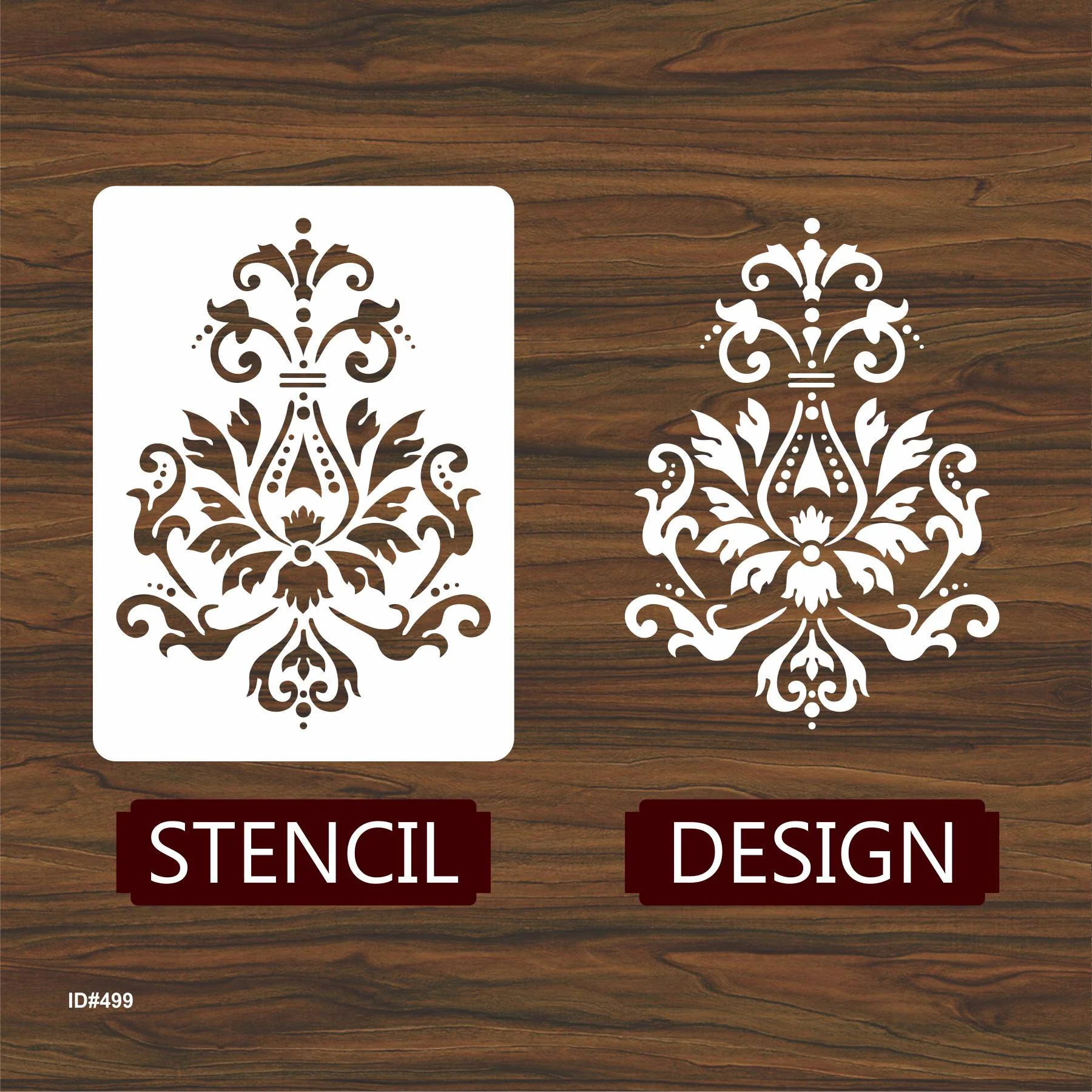 Damask Reusable Stencil Used for Tile, Wood, Floor, Wall. ID #499 - Image 4
