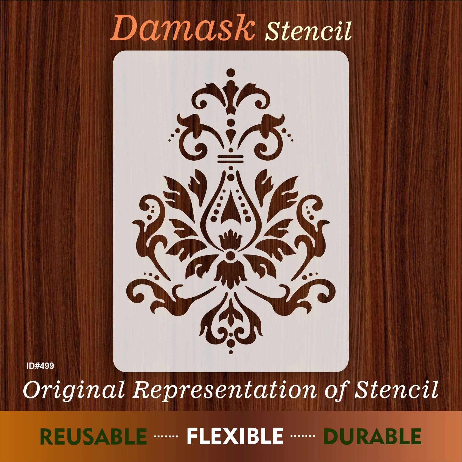 Damask Reusable Stencil Used for Tile, Wood, Floor, Wall. ID #499 - Image 6