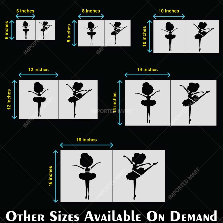 Dancing Ballerina Stencil Pack of 2 for Wall, Wood & Fabric Art – Ballet Girl Silhouette Designs – ID# 800 - Image 5