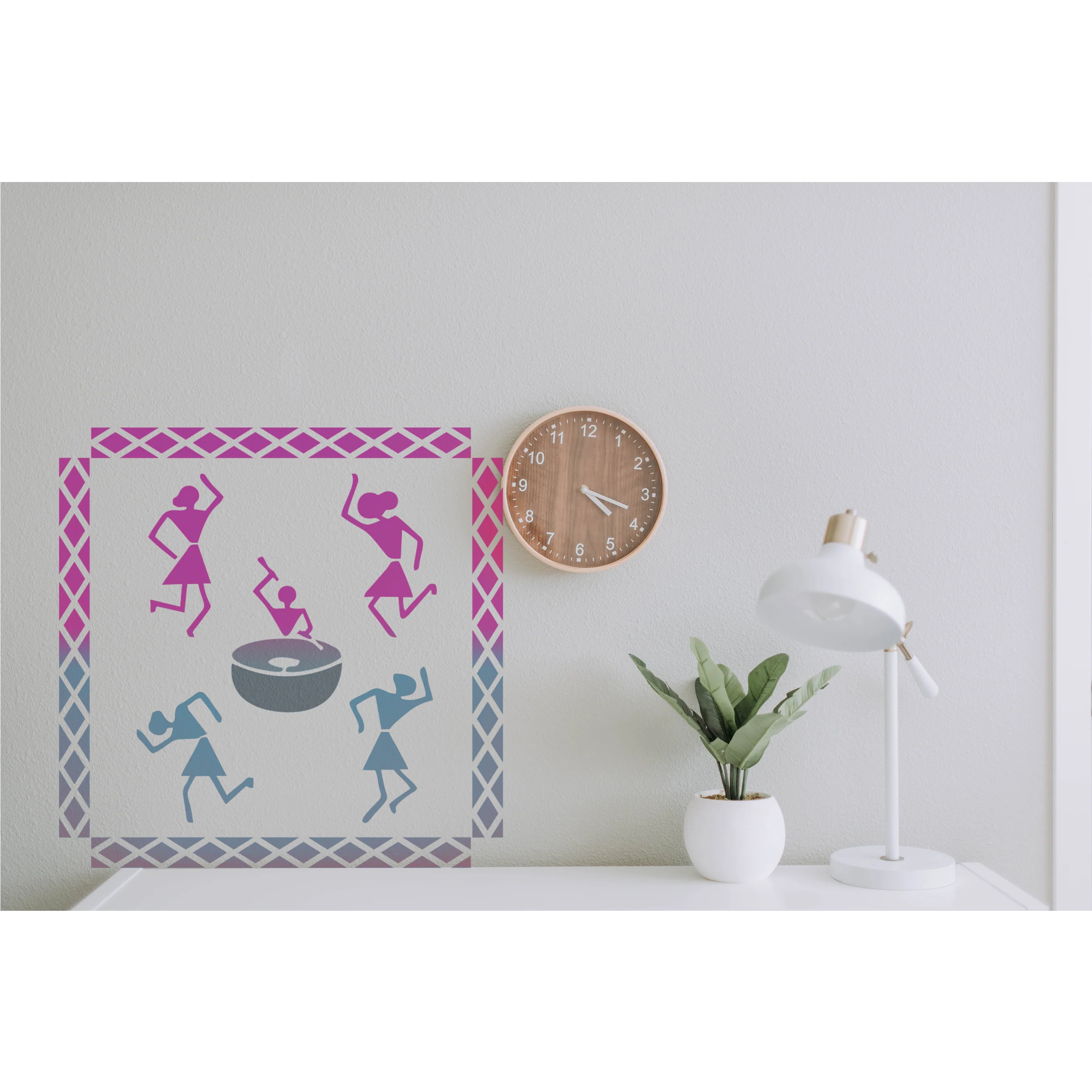 Dancing Warli Stencil for Painting on Canvas, Wall, Wood. ID #4514 - Image 5