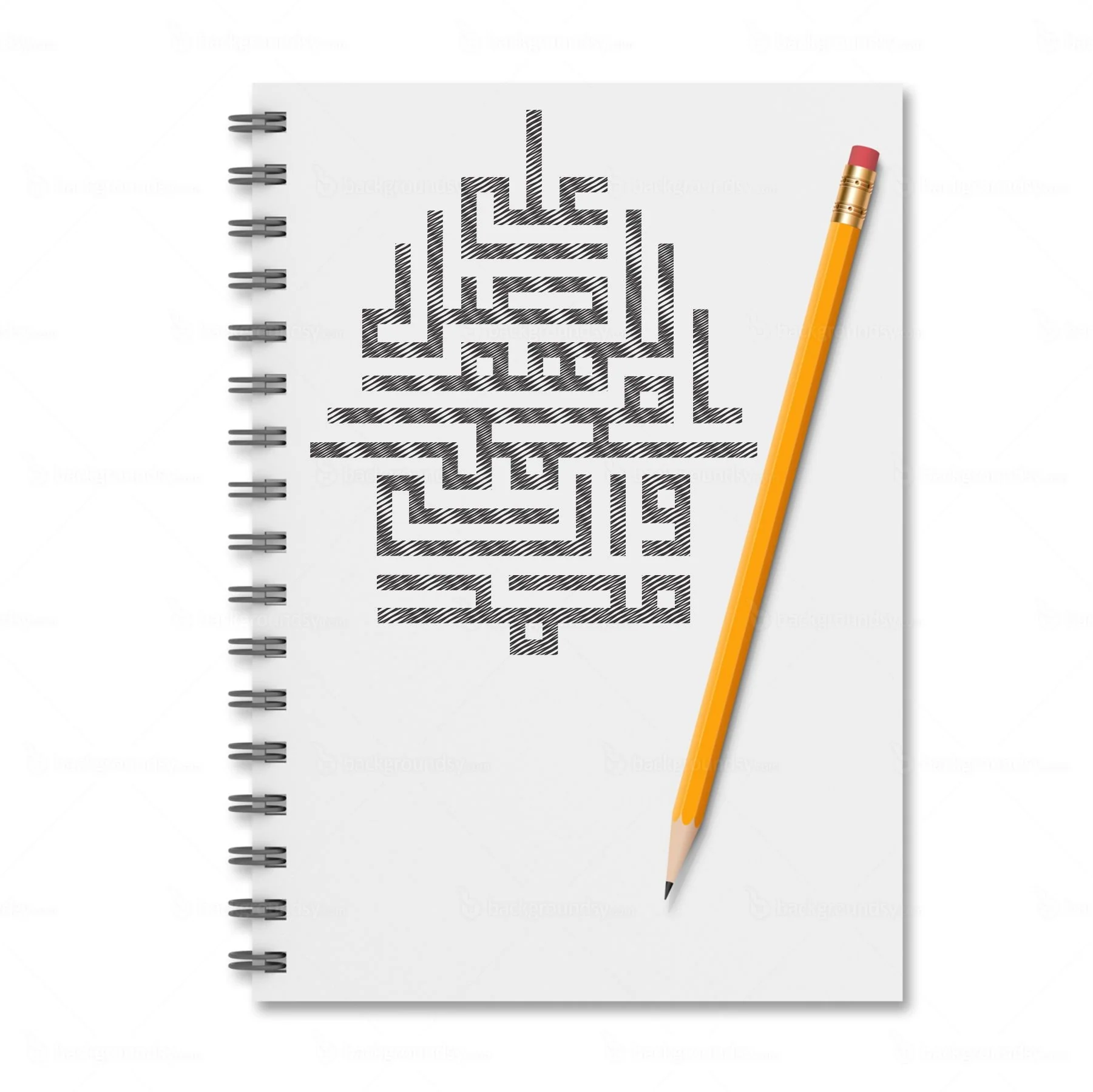 Darood e Pak In kufic Calligraphy Islamic Reusable Stencil for Canvas and wall painting.ID#4154 - Image 6