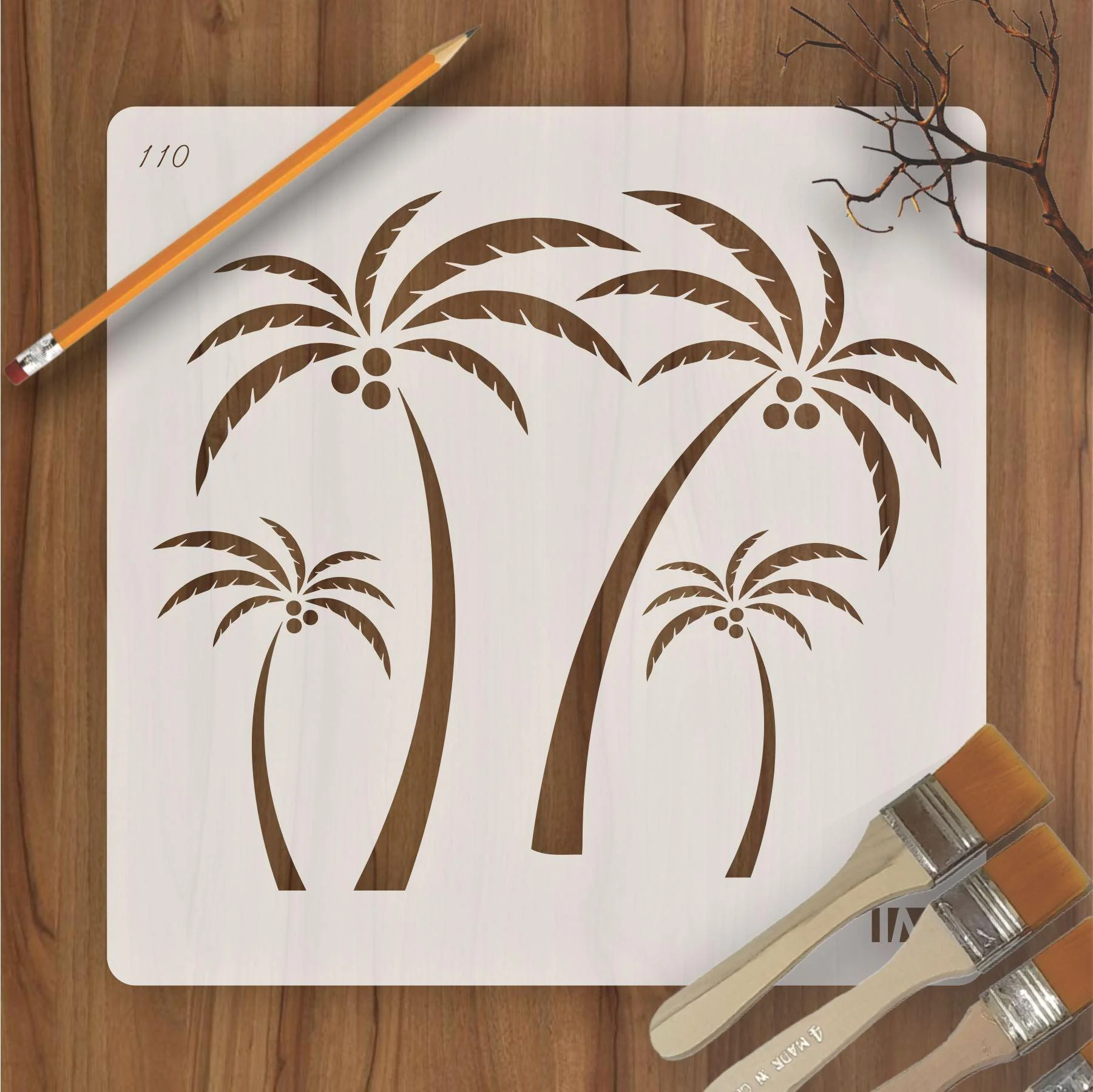 Date palm Reusable Stencil for Canvas and wall painting.ID#110