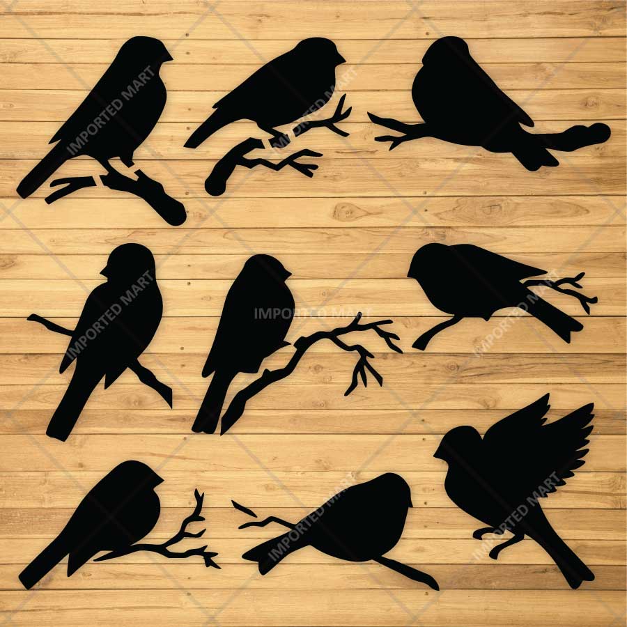 Decorative Bird Branch Set Stencil for Wall, Wood & Furniture Art – Nature Bird Silhouette Design – ID# 811 - Image 3
