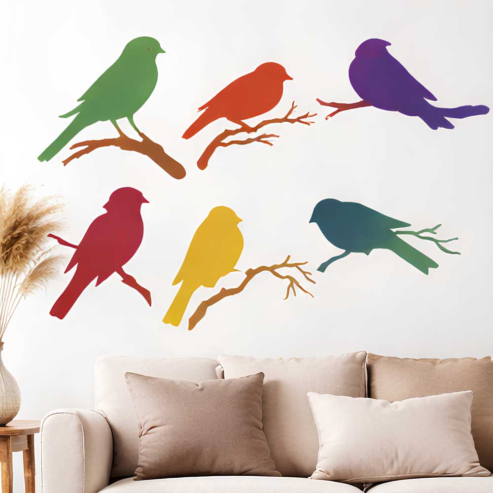 Decorative Bird Branch Set Stencil for Wall, Wood & Furniture Art – Nature Bird Silhouette Design – ID# 811 - Image 6