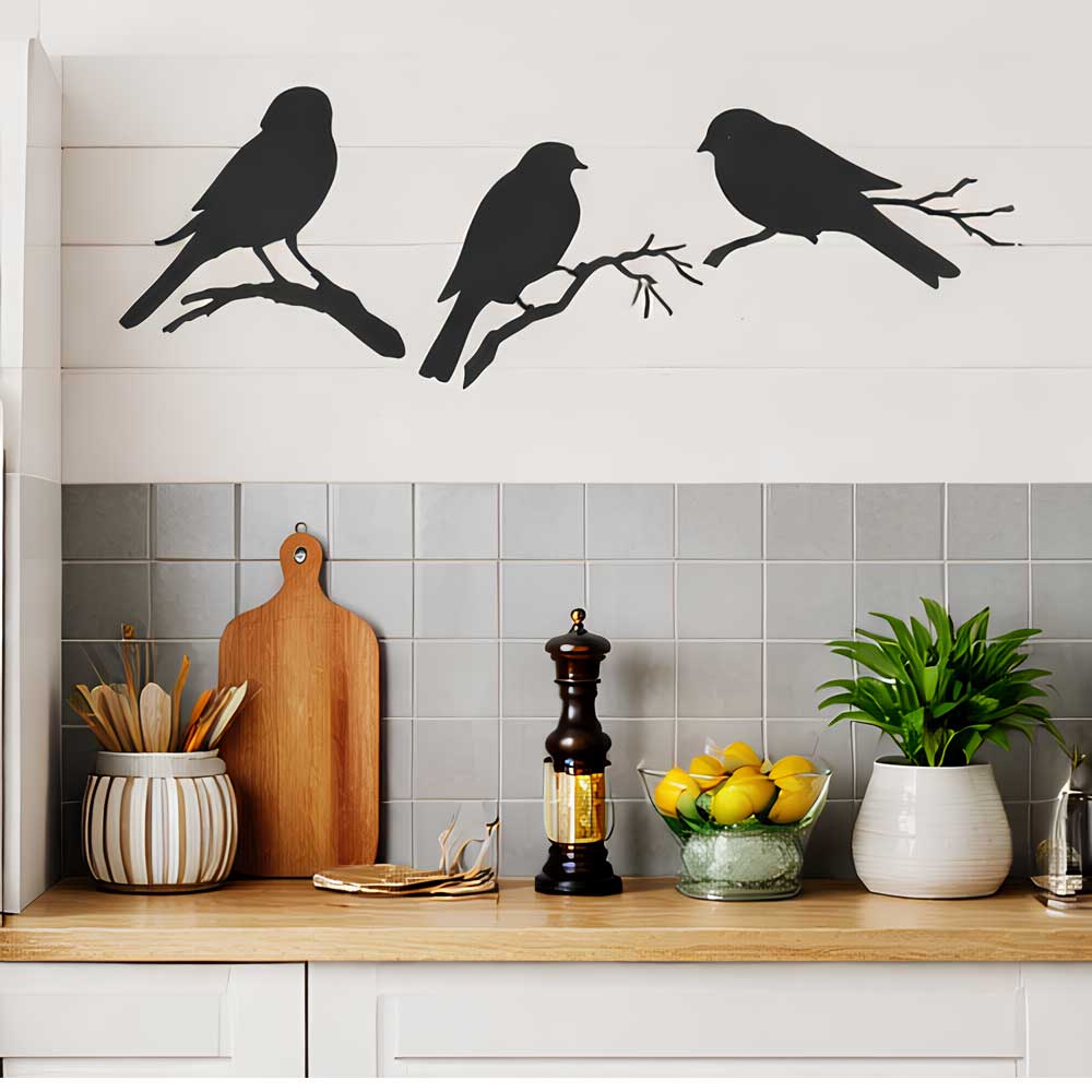 Decorative Bird Branch Set Stencil for Wall, Wood & Furniture Art – Nature Bird Silhouette Design – ID# 811 - Image 7
