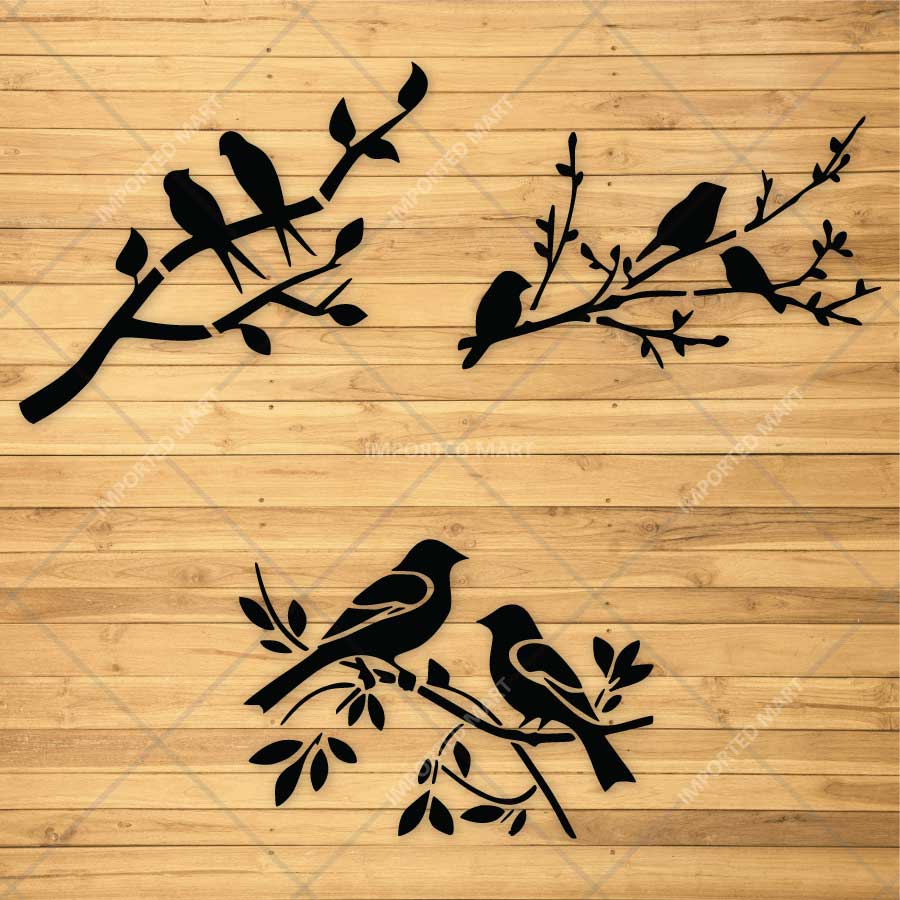 Decorative Birds Branch Pack of 3 Stencil for Wall, Wood, Furniture & Fabric Art – Nature Bird Design Bundle – ID# 771 - Image 3