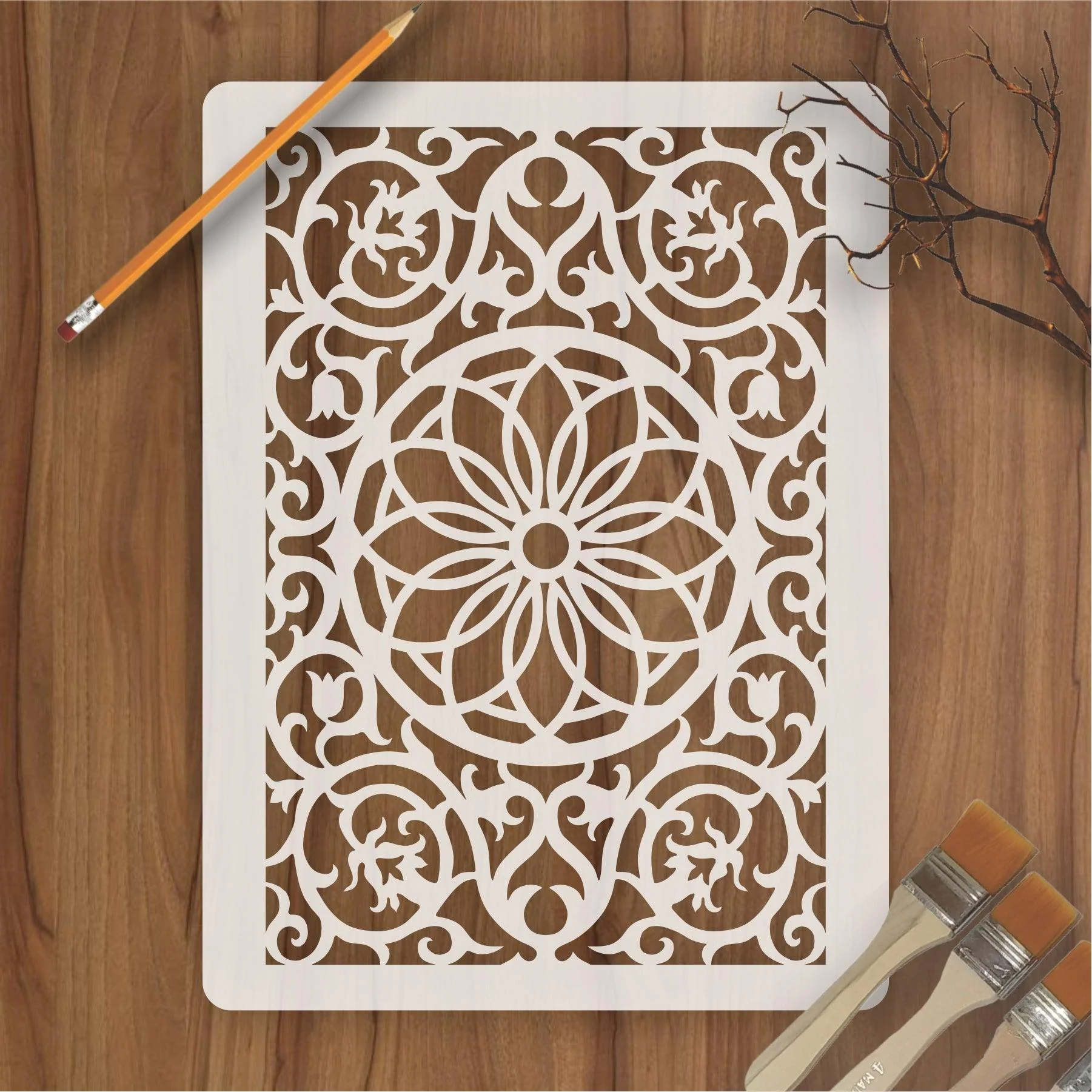 Decorative Floral Reusable Stencil For Canvas And Wall Painting.ID#210