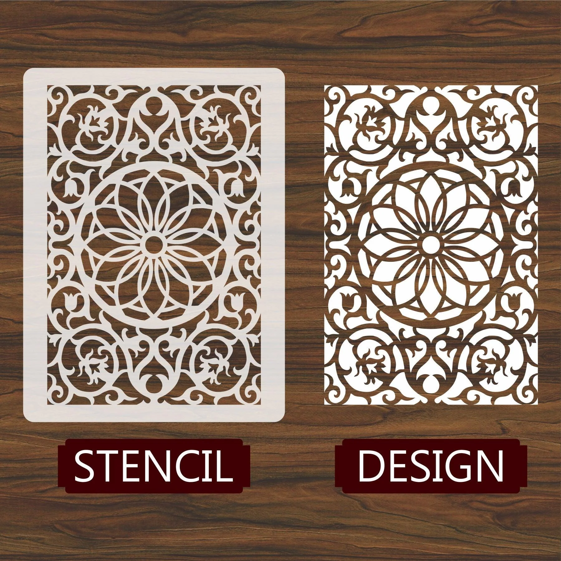 Decorative Floral Reusable Stencil For Canvas And Wall Painting.ID#210 - Image 4
