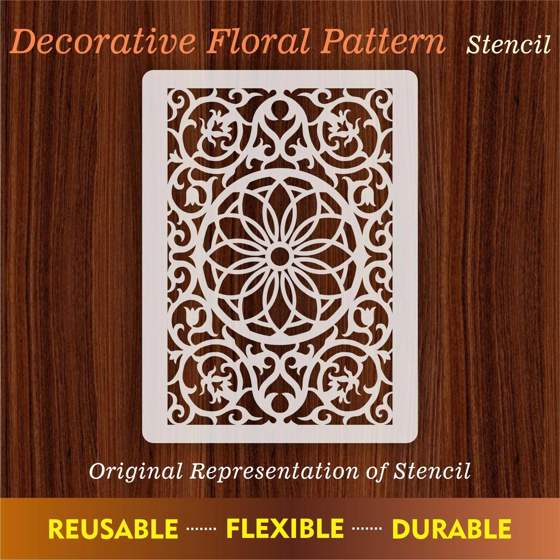 Decorative Floral Reusable Stencil For Canvas And Wall Painting.ID#210 - Image 7