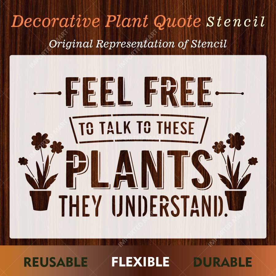 Decorative Plant Quote Stencil for Wall, Wood & Fabric Art – Feel Free Plant Typography Design – ID# 785 - Image 2