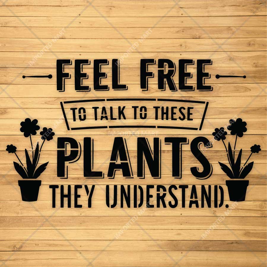 Decorative Plant Quote Stencil for Wall, Wood & Fabric Art – Feel Free Plant Typography Design – ID# 785 - Image 3