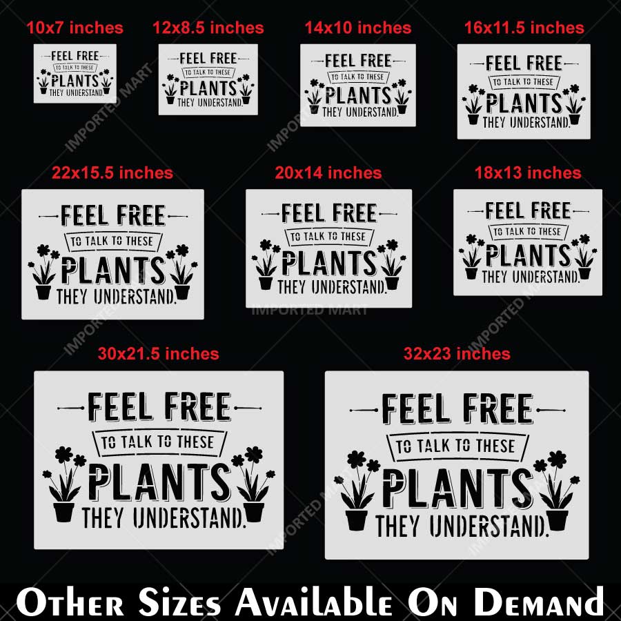 Decorative Plant Quote Stencil for Wall, Wood & Fabric Art – Feel Free Plant Typography Design – ID# 785 - Image 5