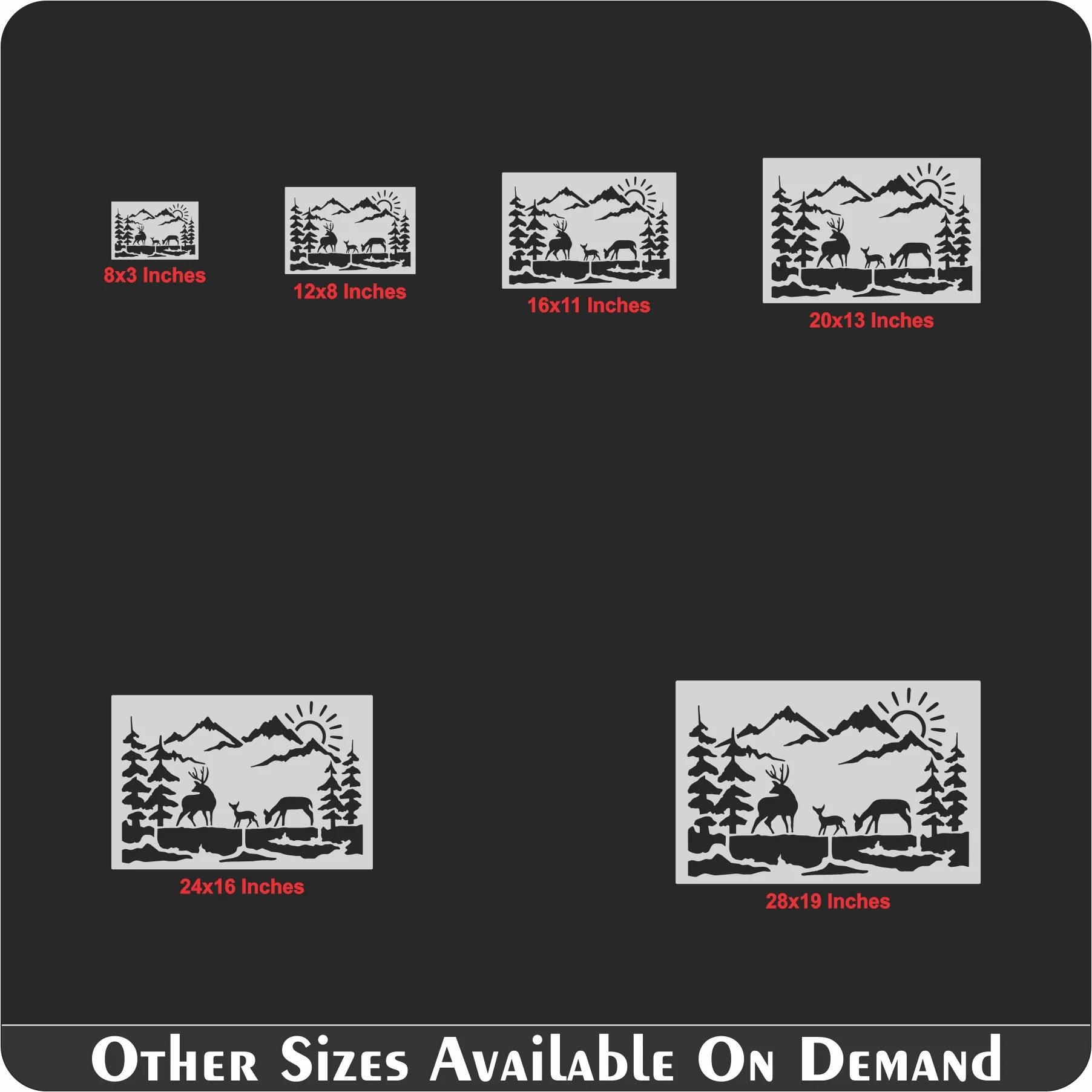 Deer Family Mountain Landscape Stencil for Walls, Wood & Fabric – Nature Scene Template – ID#567 - Image 5