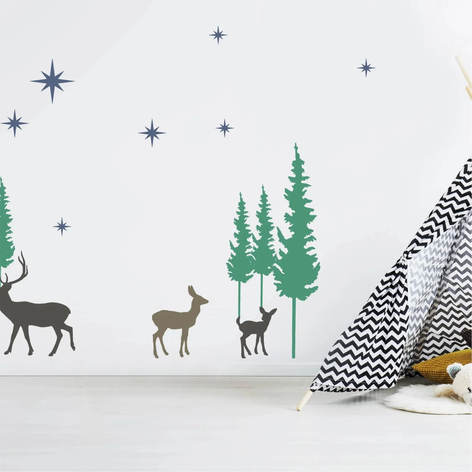 Deer Family Mountain Landscape Stencil for Walls, Wood & Fabric – Nature Scene Template – ID#567 - Image 6