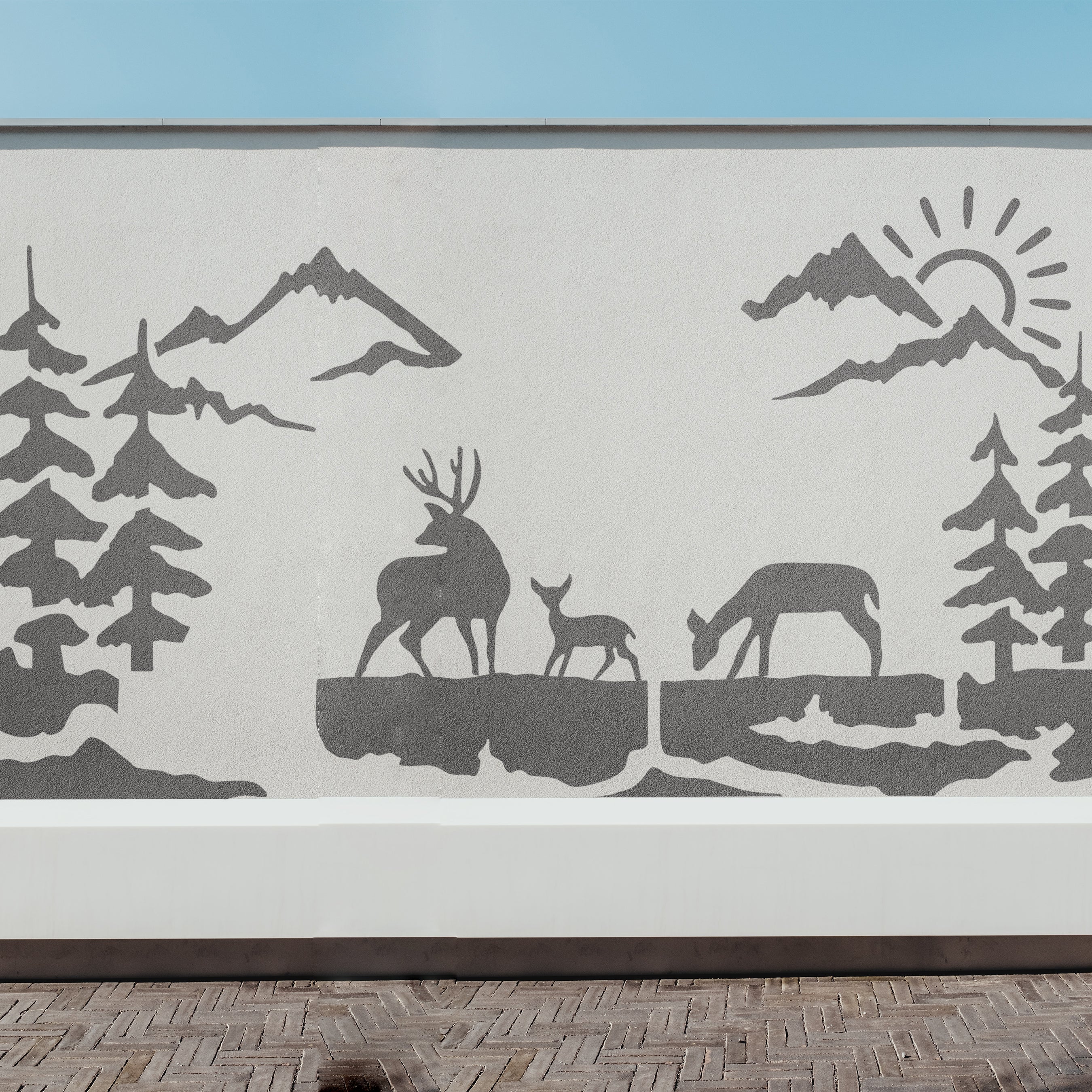 Deer Family Mountain Landscape Stencil for Walls, Wood & Fabric – Nature Scene Template – ID#567 - Image 7