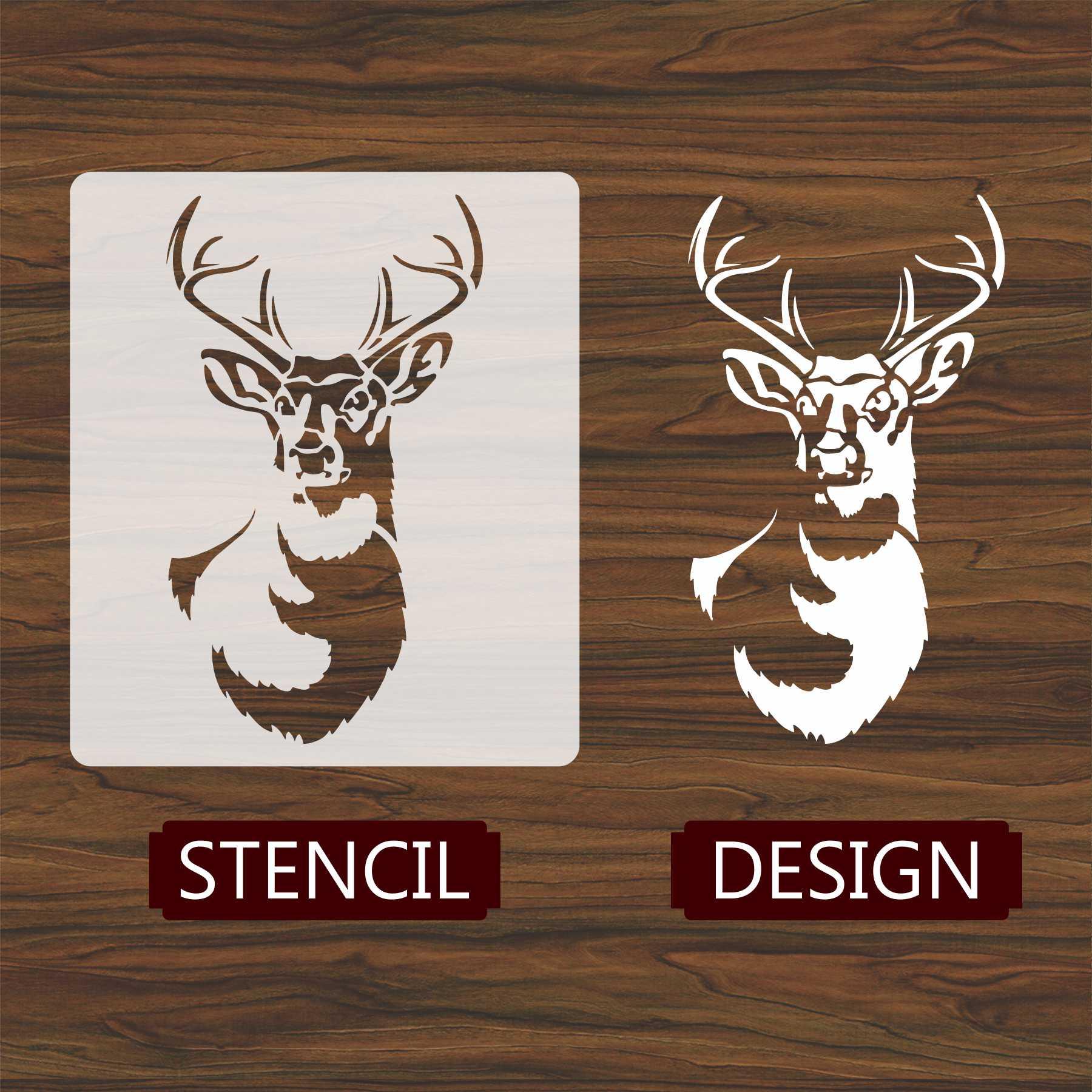 Deer Head Reusable Stencil for Canvas and wall painting.ID# 429 - Image 2