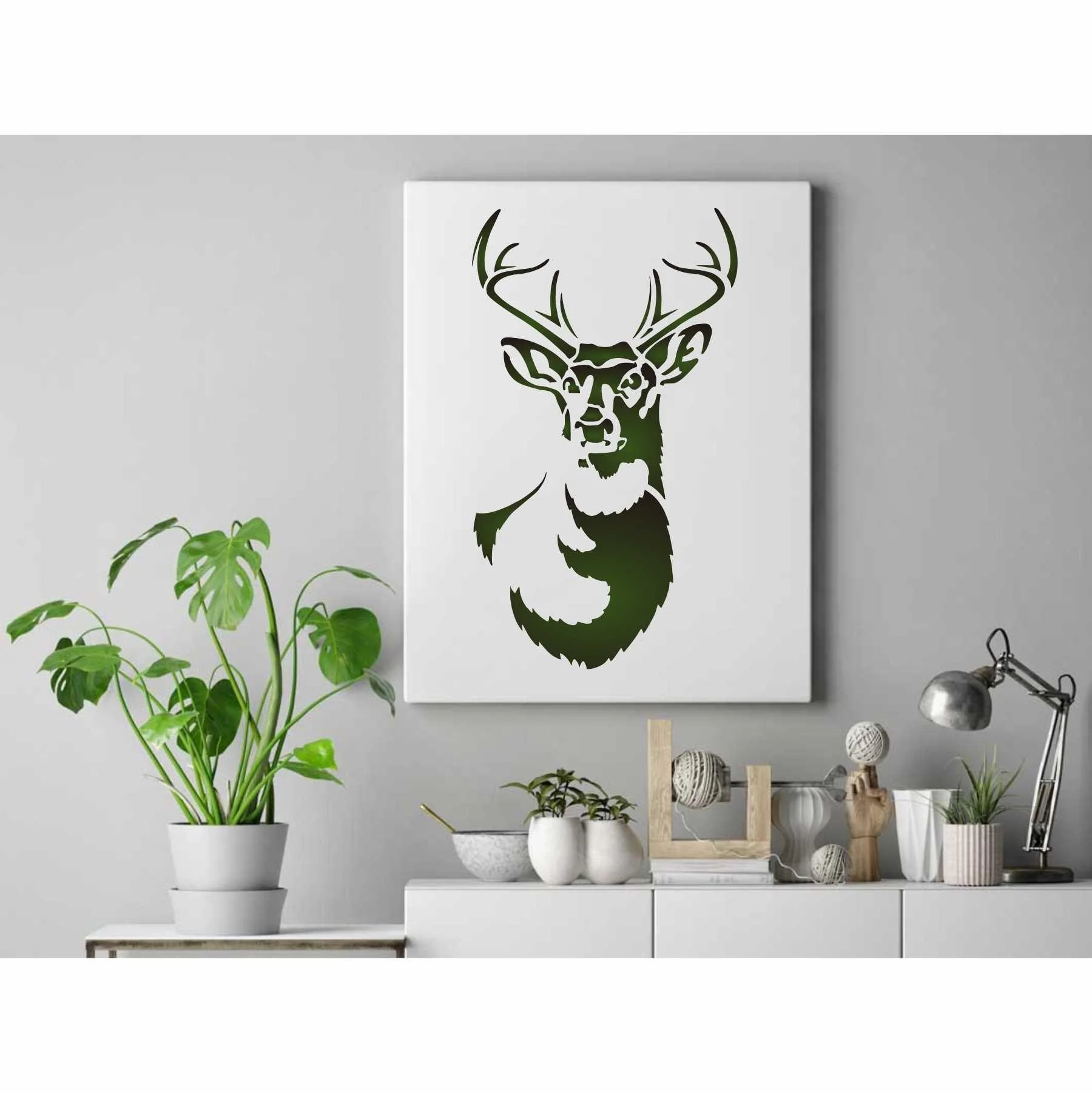Deer Head Reusable Stencil for Canvas and wall painting.ID# 429 - Image 4