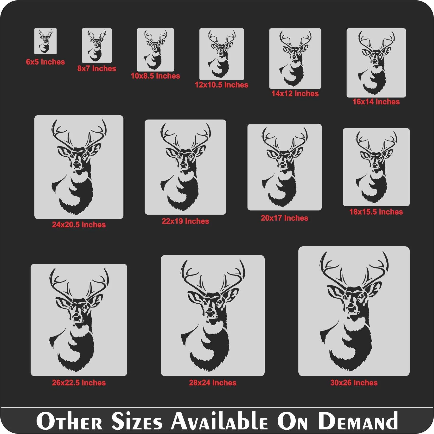 Deer Head Reusable Stencil for Canvas and wall painting.ID# 429 - Image 8