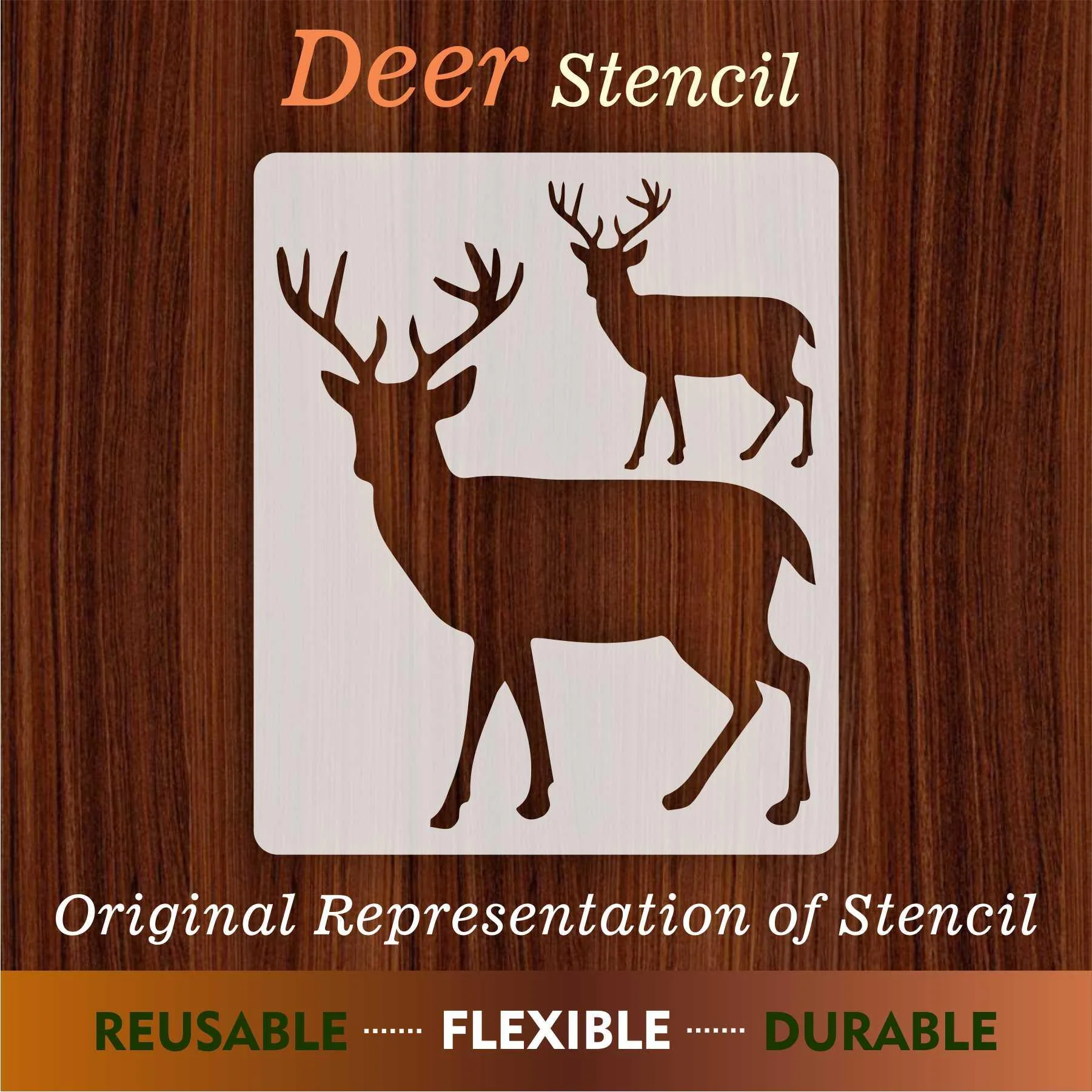 Deer Reusable Stencil for Canvas and wall painting.ID# 430 - Image 5