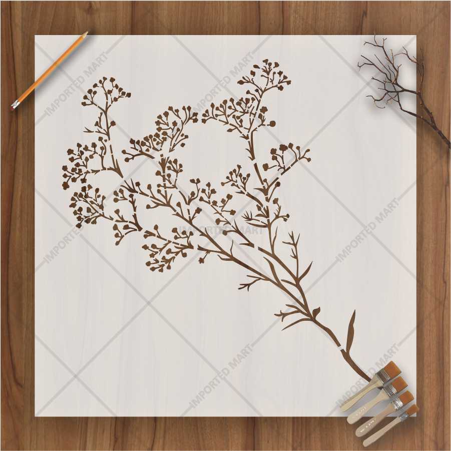 Delicate Branch Blossom Stencil for Wall, Wood & Fabric Art – Botanical Spray Design – ID# 691 - Image 2