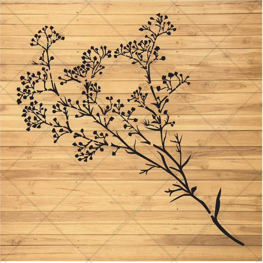 Delicate Branch Blossom Stencil for Wall, Wood & Fabric Art – Botanical Spray Design – ID# 691 - Image 3