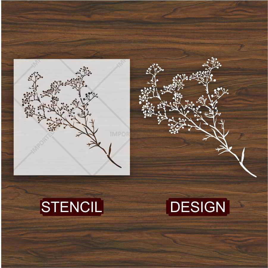 Delicate Branch Blossom Stencil for Wall, Wood & Fabric Art – Botanical Spray Design – ID# 691 - Image 4