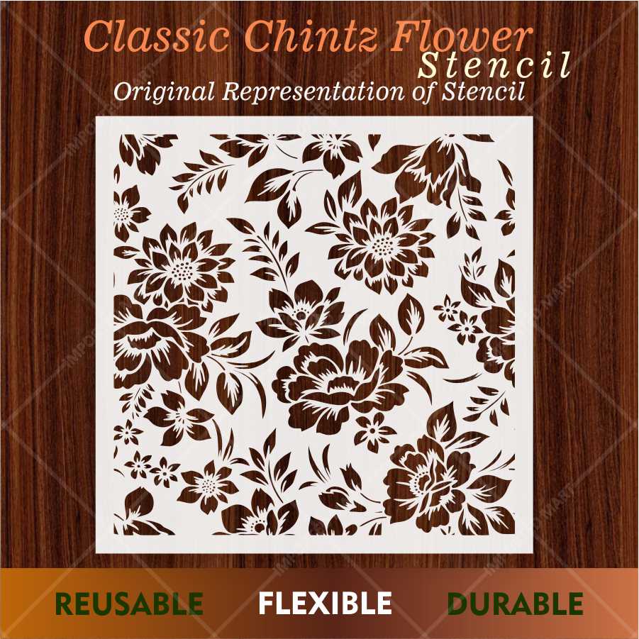 Dense Floral Pattern Stencil for Walls, Fabric & Furniture – Full Surface Repeat Design – ID# 678