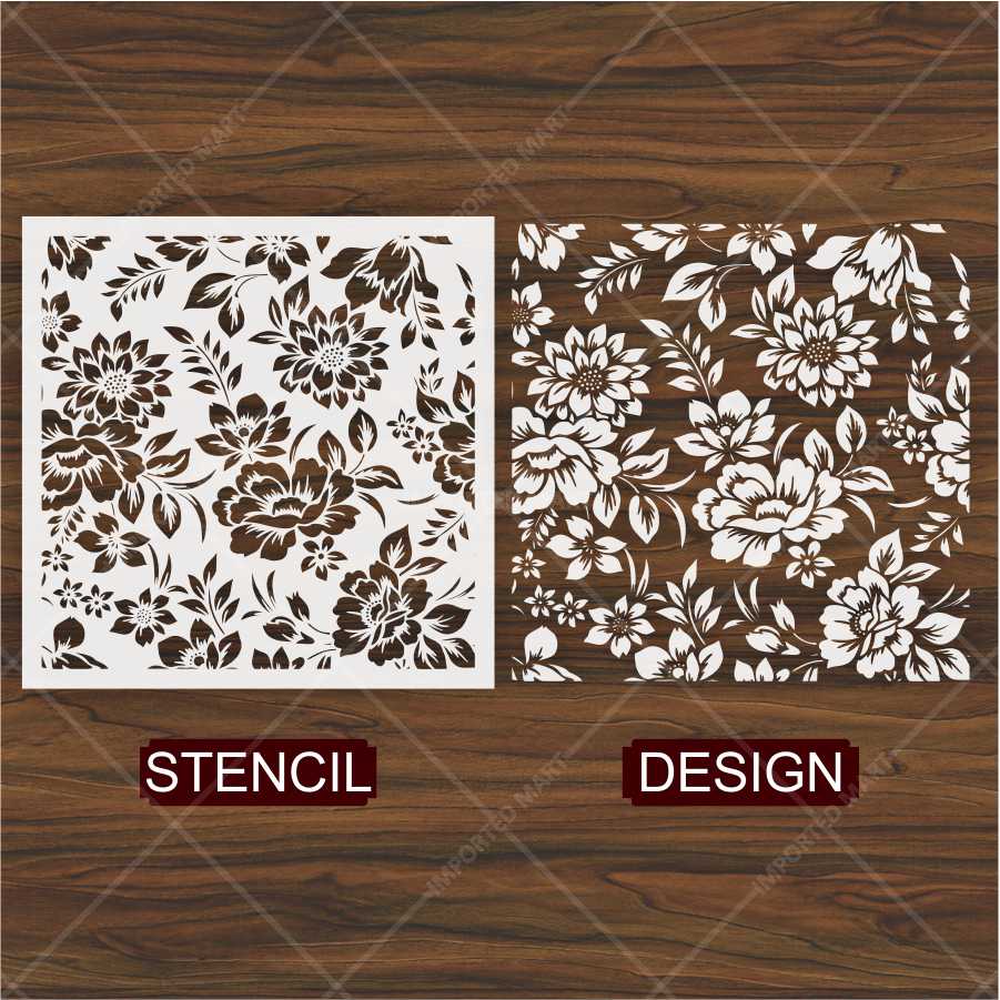 Dense Floral Pattern Stencil for Walls, Fabric & Furniture – Full Surface Repeat Design – ID# 678 - Image 4
