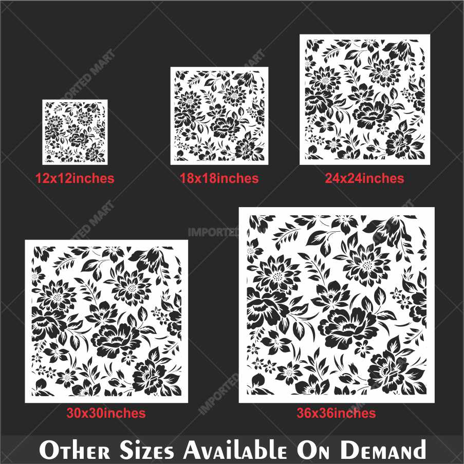Dense Floral Pattern Stencil for Walls, Fabric & Furniture – Full Surface Repeat Design – ID# 678 - Image 5