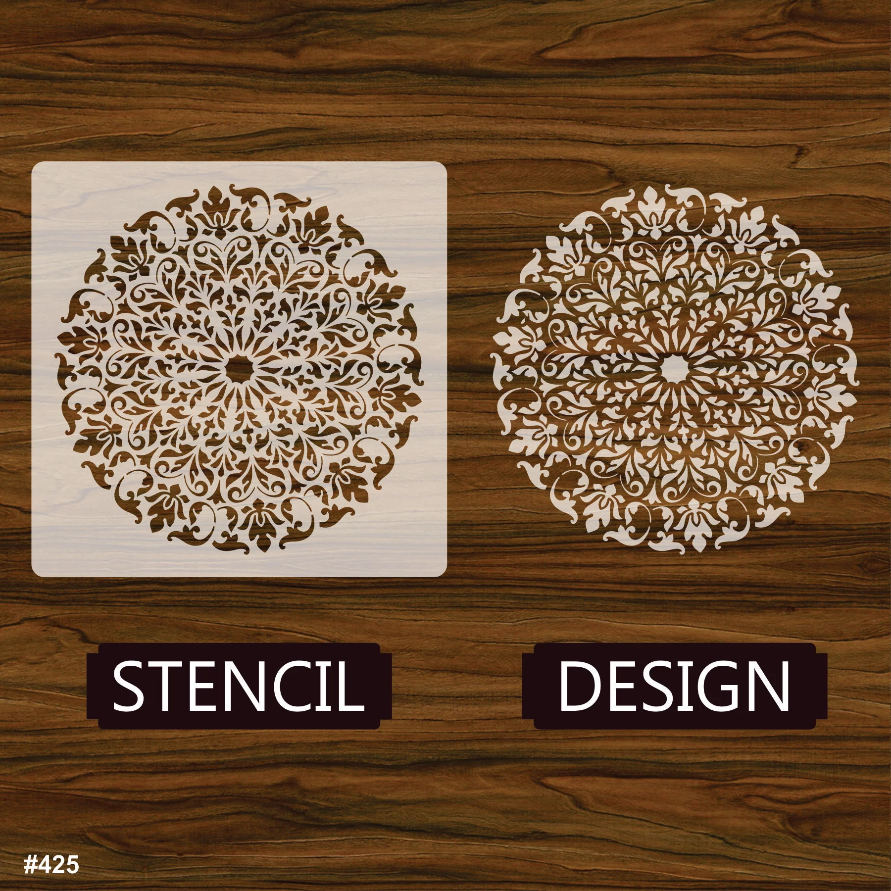 Desen Mandala Reusable Stencil For Canvas And Wall Painting.ID# 425 - Image 4