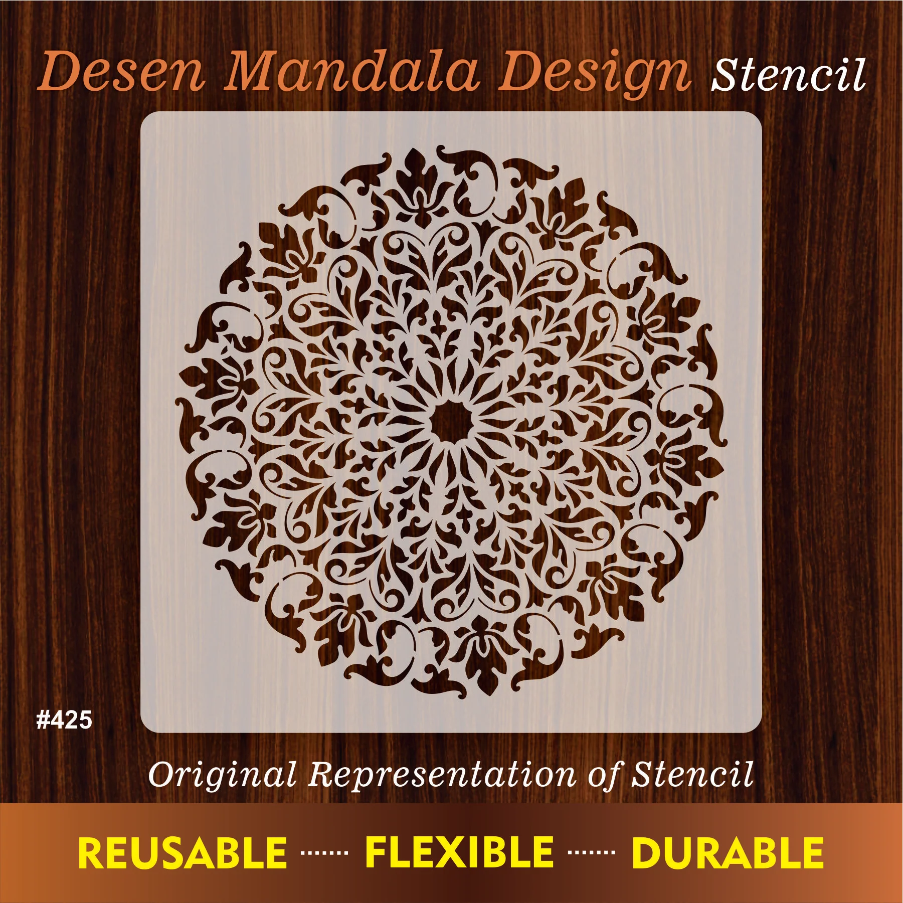 Desen Mandala Reusable Stencil For Canvas And Wall Painting.ID# 425 - Image 8