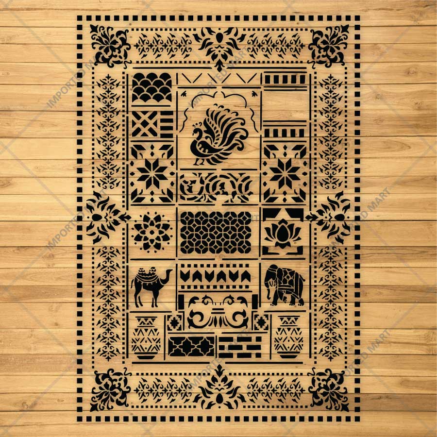 Desert Heritage Mosaic Stencil for Wall, Tile & Furniture Art – Arabian Patchwork Pattern Design – ID# 752 - Image 3