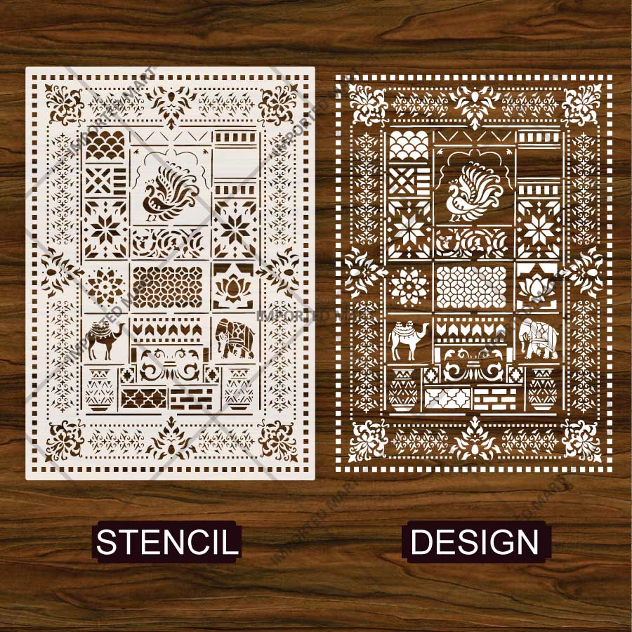 Desert Heritage Mosaic Stencil for Wall, Tile & Furniture Art – Arabian Patchwork Pattern Design – ID# 752 - Image 4