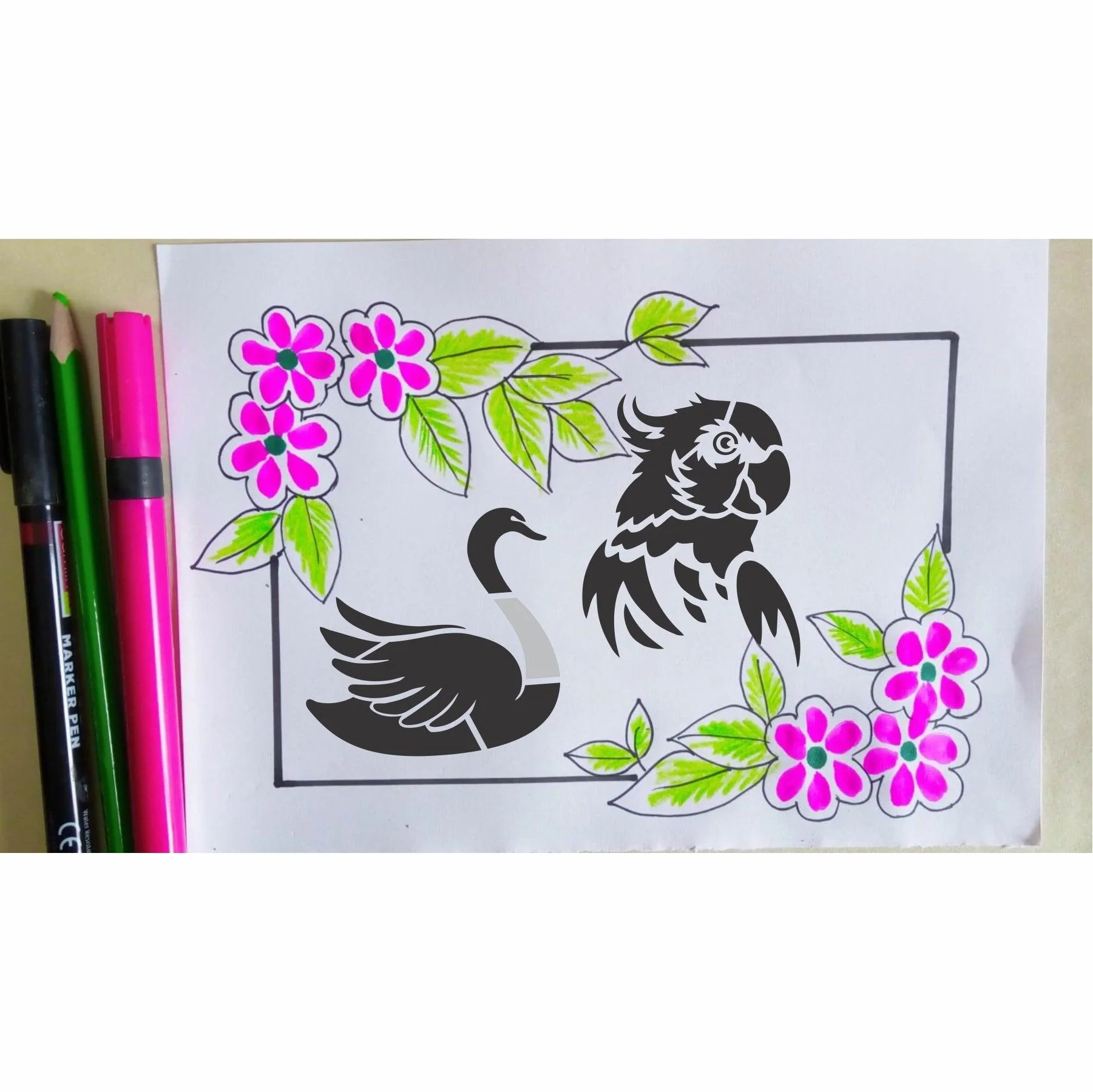 Different Bird Reusable Stencil For Canvas And Wall Painting.ID#217 - Image 3