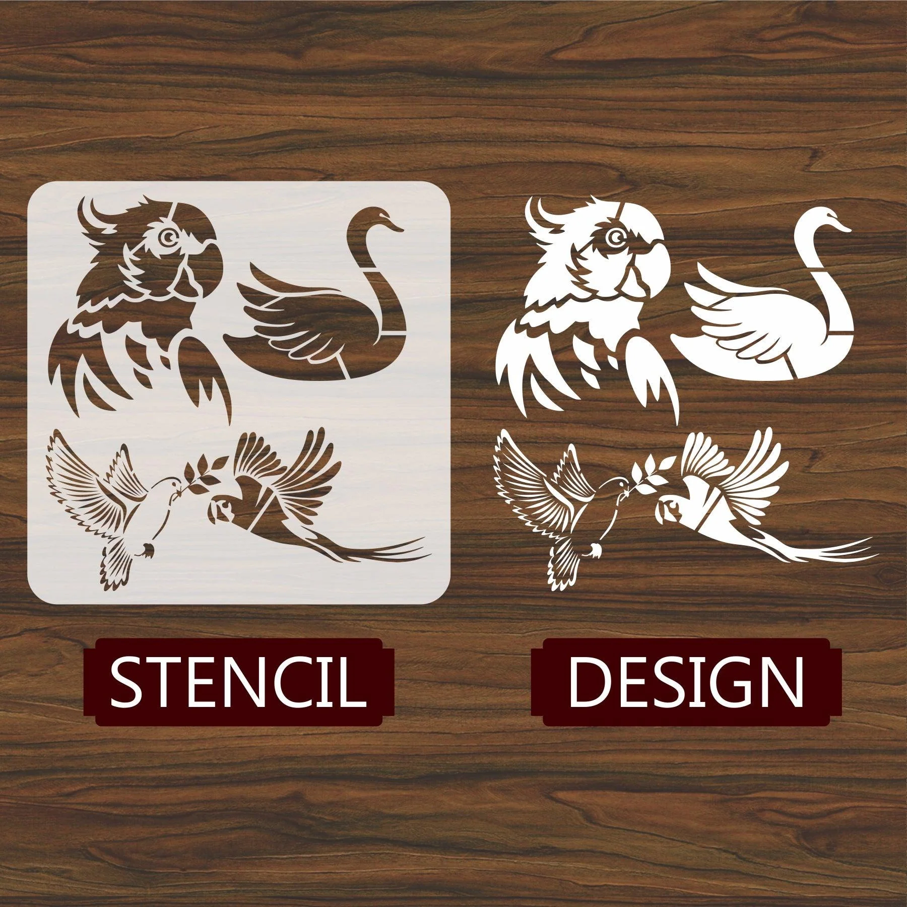 Different Bird Reusable Stencil For Canvas And Wall Painting.ID#217 - Image 4