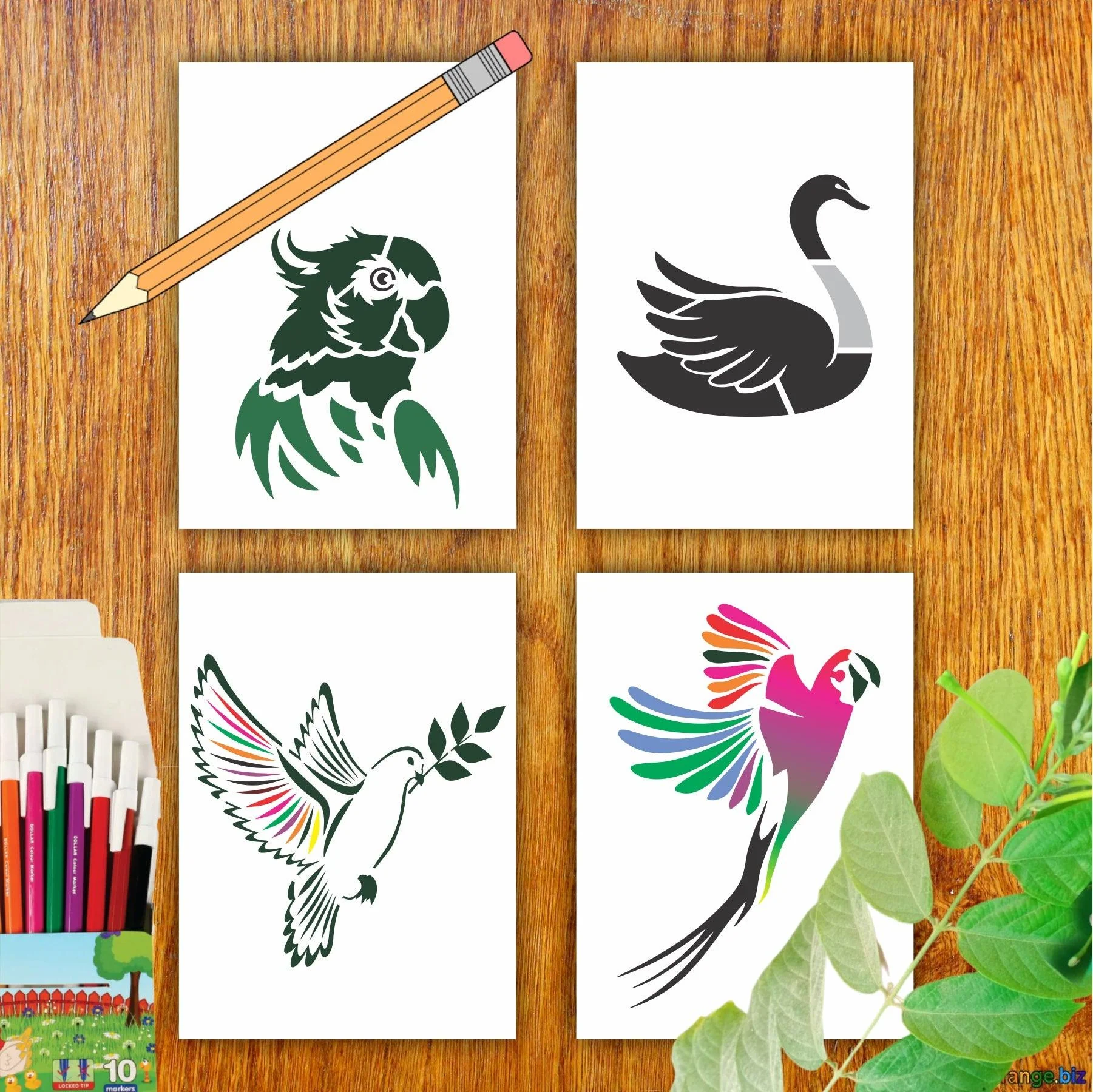 Different Bird Reusable Stencil For Canvas And Wall Painting.ID#217 - Image 5