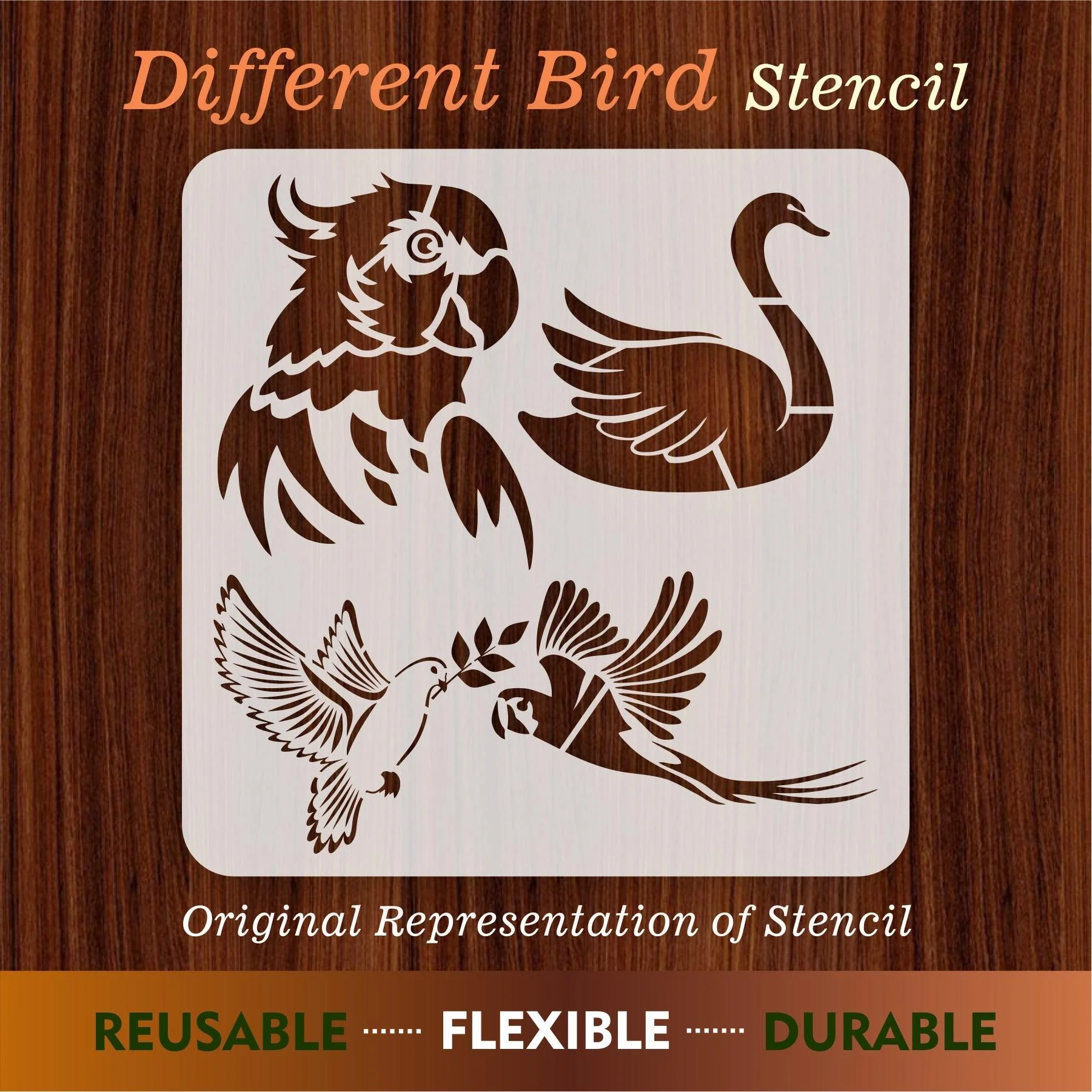 Different Bird Reusable Stencil For Canvas And Wall Painting.ID#217 - Image 7