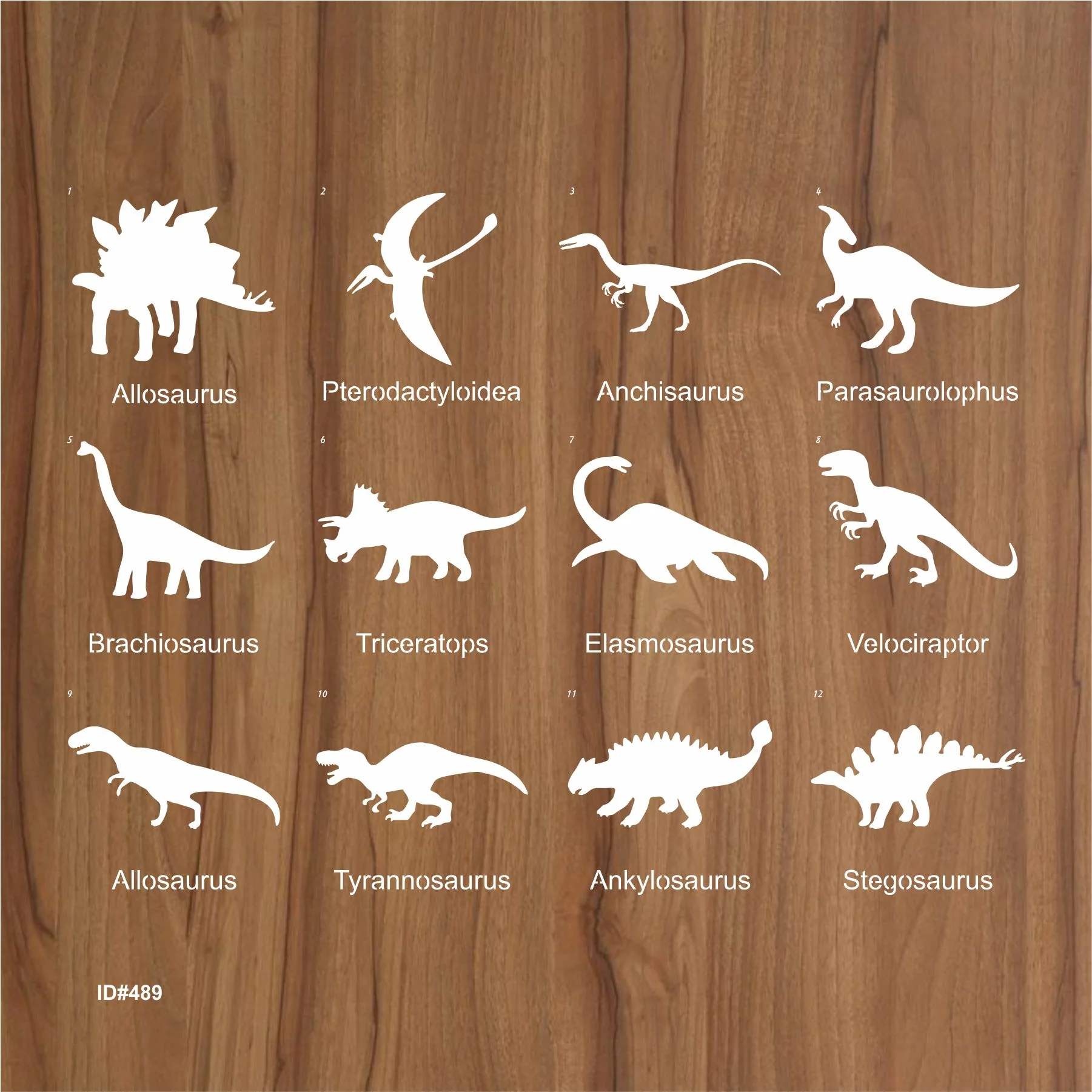 Pack of 12 Dinosaur Stencils For Canvas And Wall Painting Scrapbook Coloring Embossing Album Decorative Template.ID #489 - Image 3