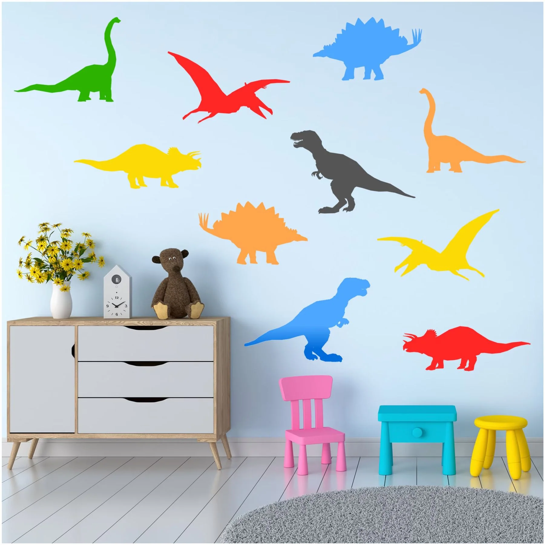 Pack of 12 Dinosaur Stencils For Canvas And Wall Painting Scrapbook Coloring Embossing Album Decorative Template.ID #489 - Image 6