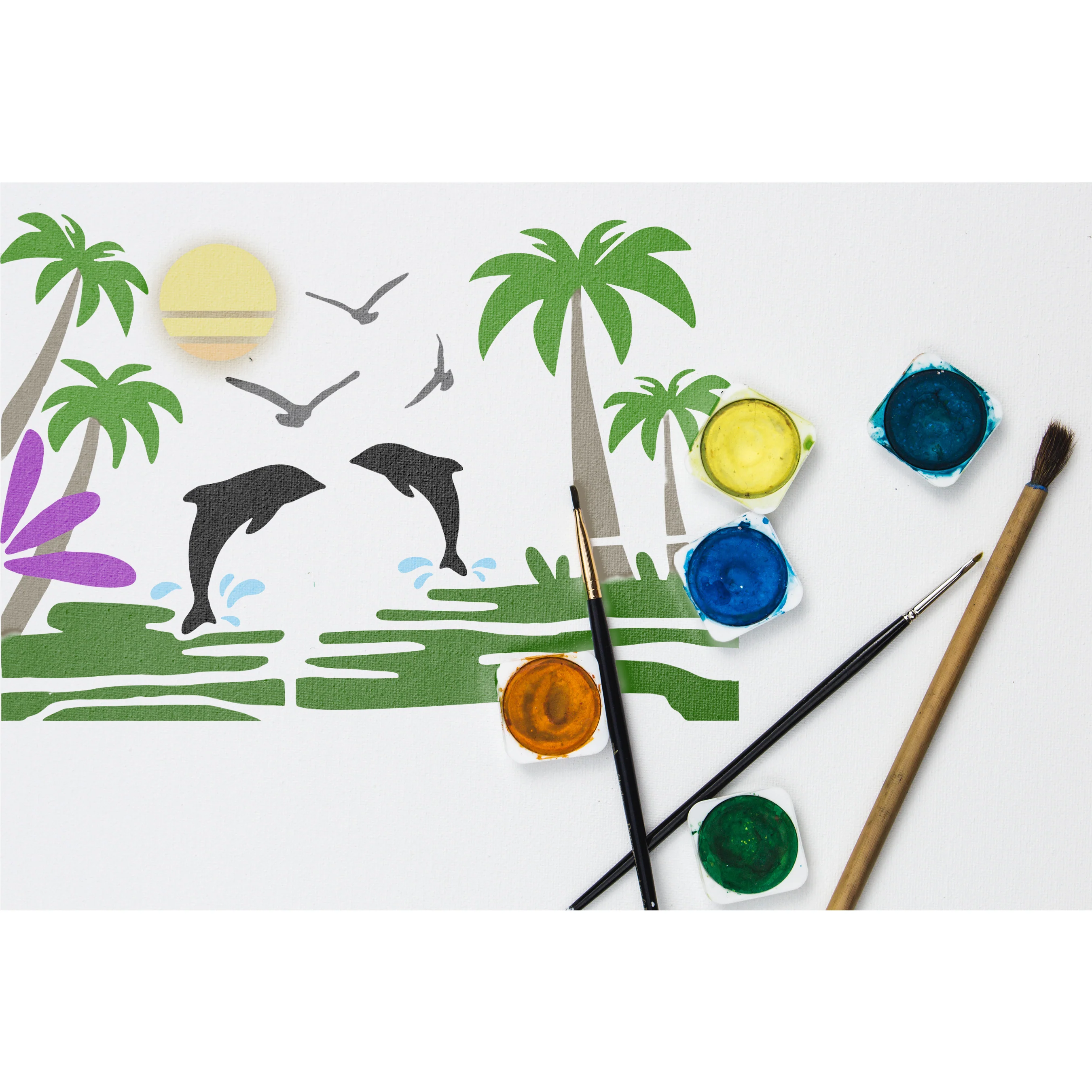 Dolphin Airbrush art Stencil Wall Painting Scrapbook Coloring Embossing Album Decorative Template. ID #325 - Image 5