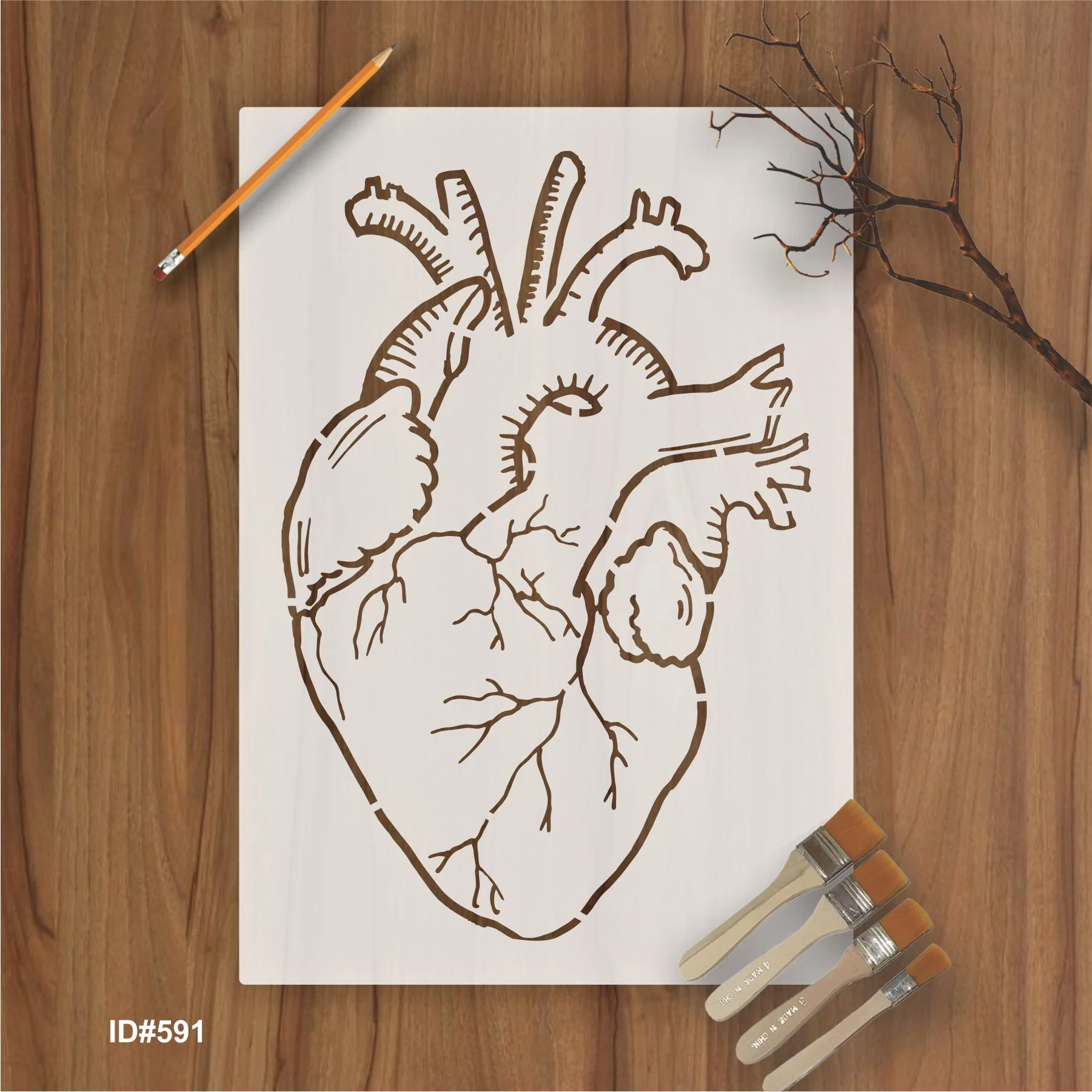 Doodle Anatomical Heart Stencil Drawing Template Embossing Craft Accessories