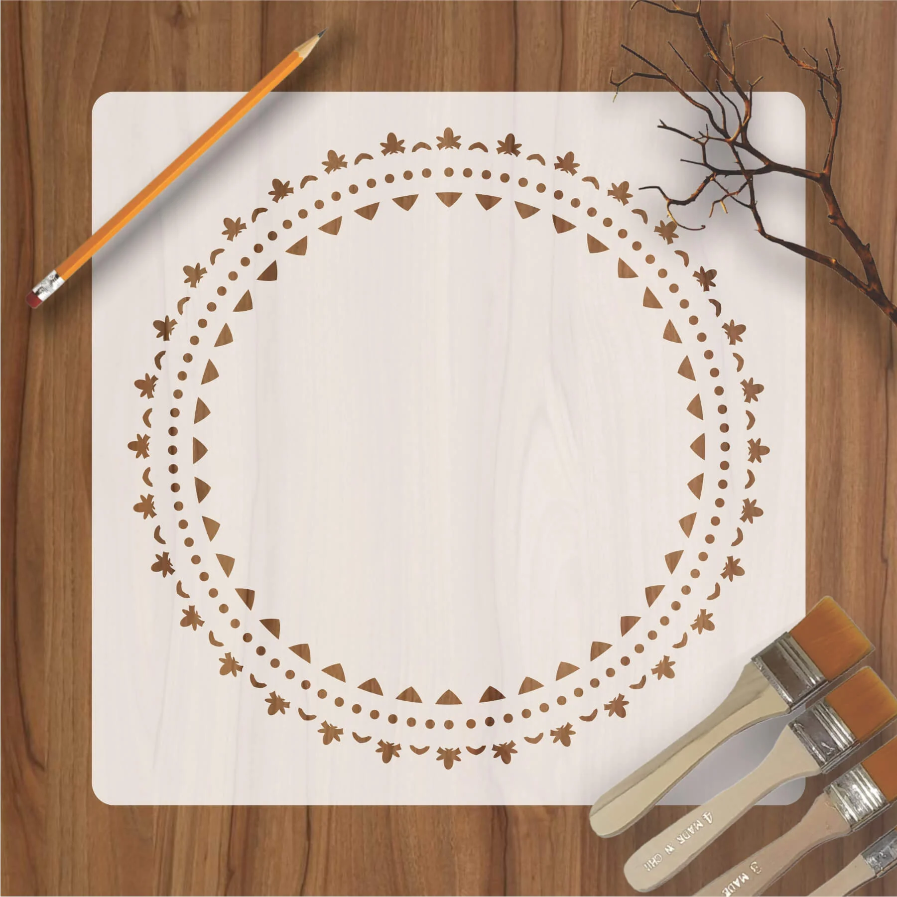 Doted Mandala Round Border Mandala Reusable Stencil For Canvas And Wall Painting.ID#258