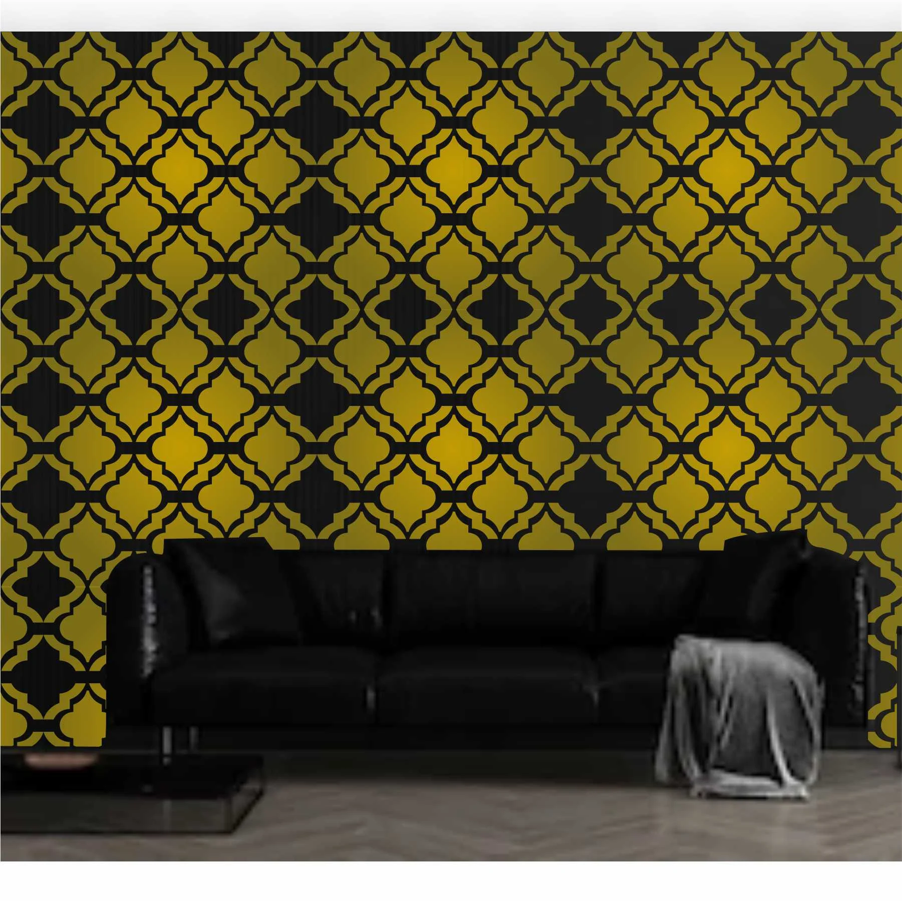 Double Pattern Moroccan stencil Reusable Stencil For Canvas And Wall Painting.ID#417 - Image 3