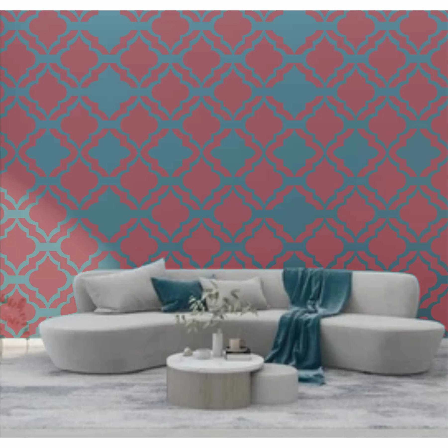 Double Pattern Moroccan stencil Reusable Stencil For Canvas And Wall Painting.ID#417 - Image 5