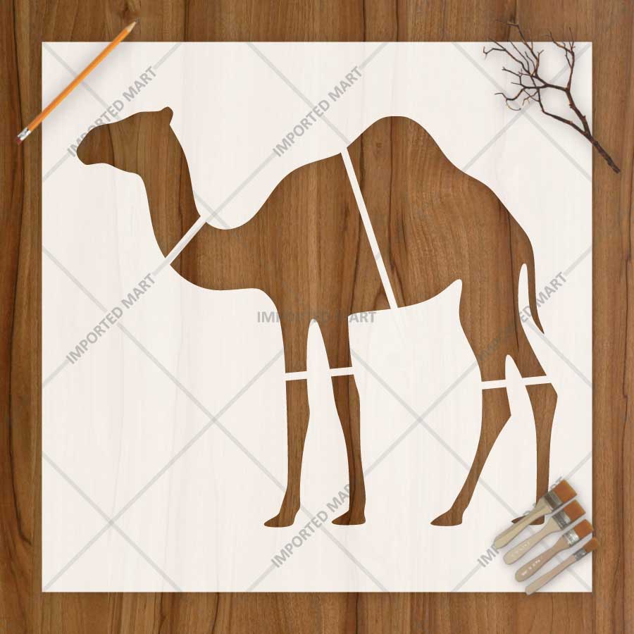 Dromedary Camel Stencil for Wall, Wood & Fabric Art – Desert Animal Silhouette Design – ID# 799