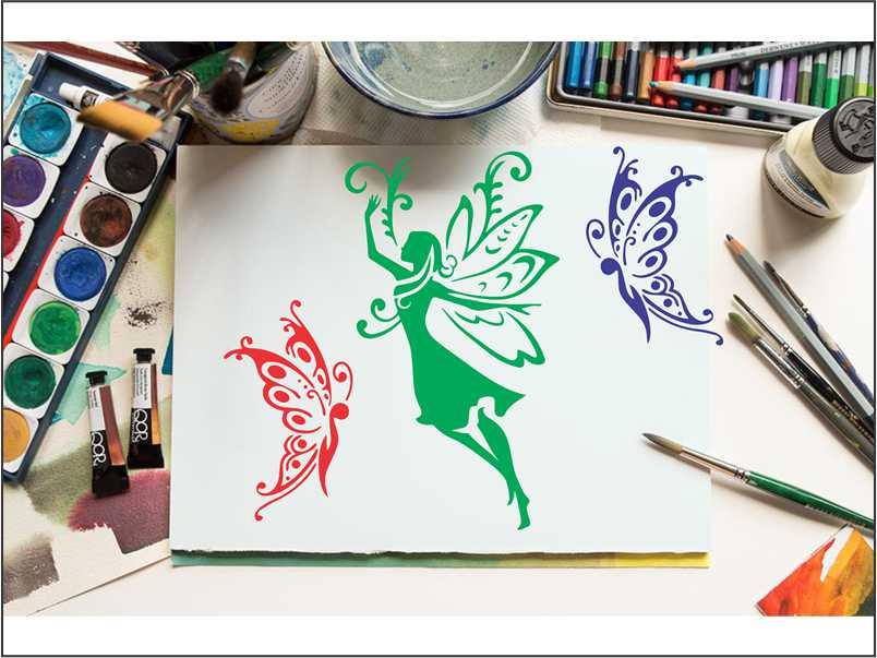 Easy Fairy & Butterfly Reusable Stencil For Canvas And Wall Painting.ID#143 - Image 3
