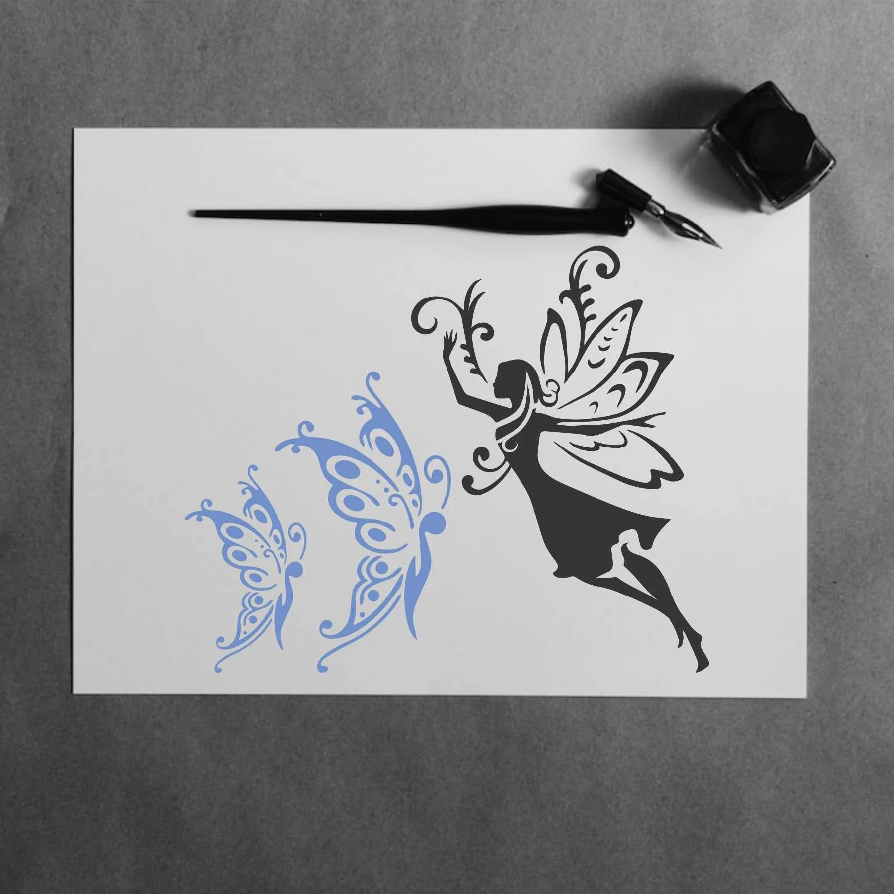 Easy Fairy & Butterfly Reusable Stencil For Canvas And Wall Painting.ID#143 - Image 4
